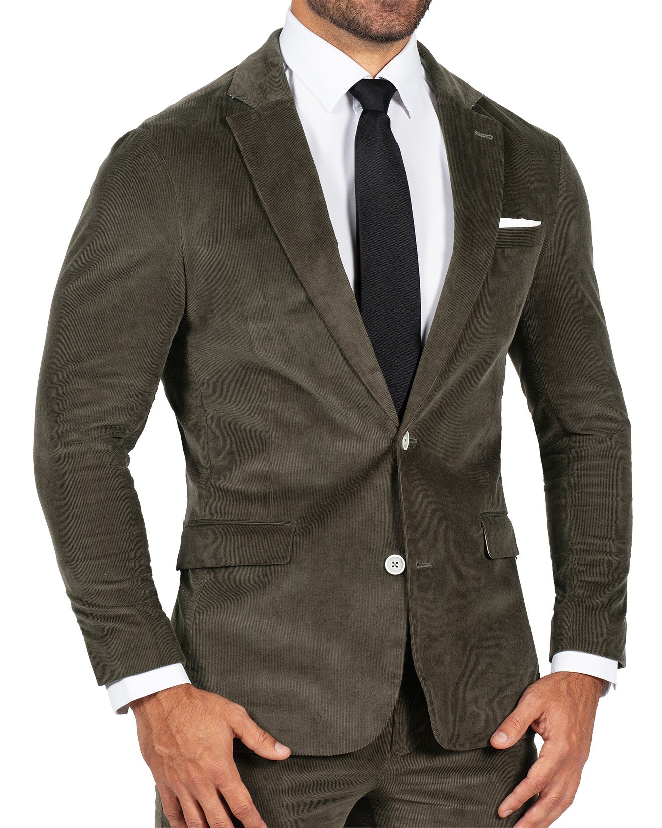 Unstructured Corduroy Blazer - Dark Olive
