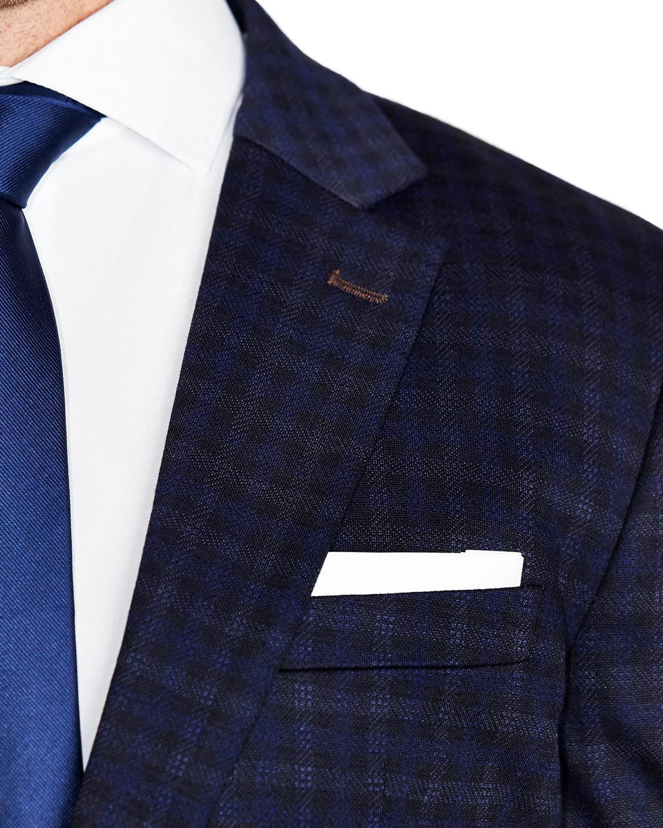 Athletic Fit Stretch Blazer - Blue Plaid