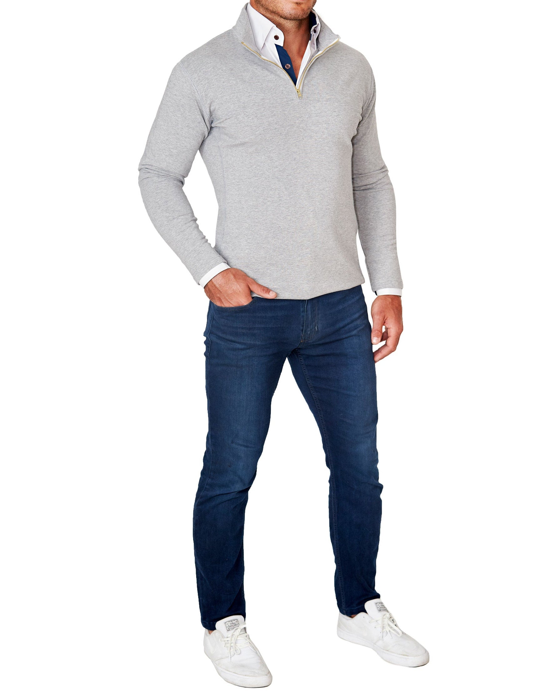 Quarter Zip - Heathered Grey