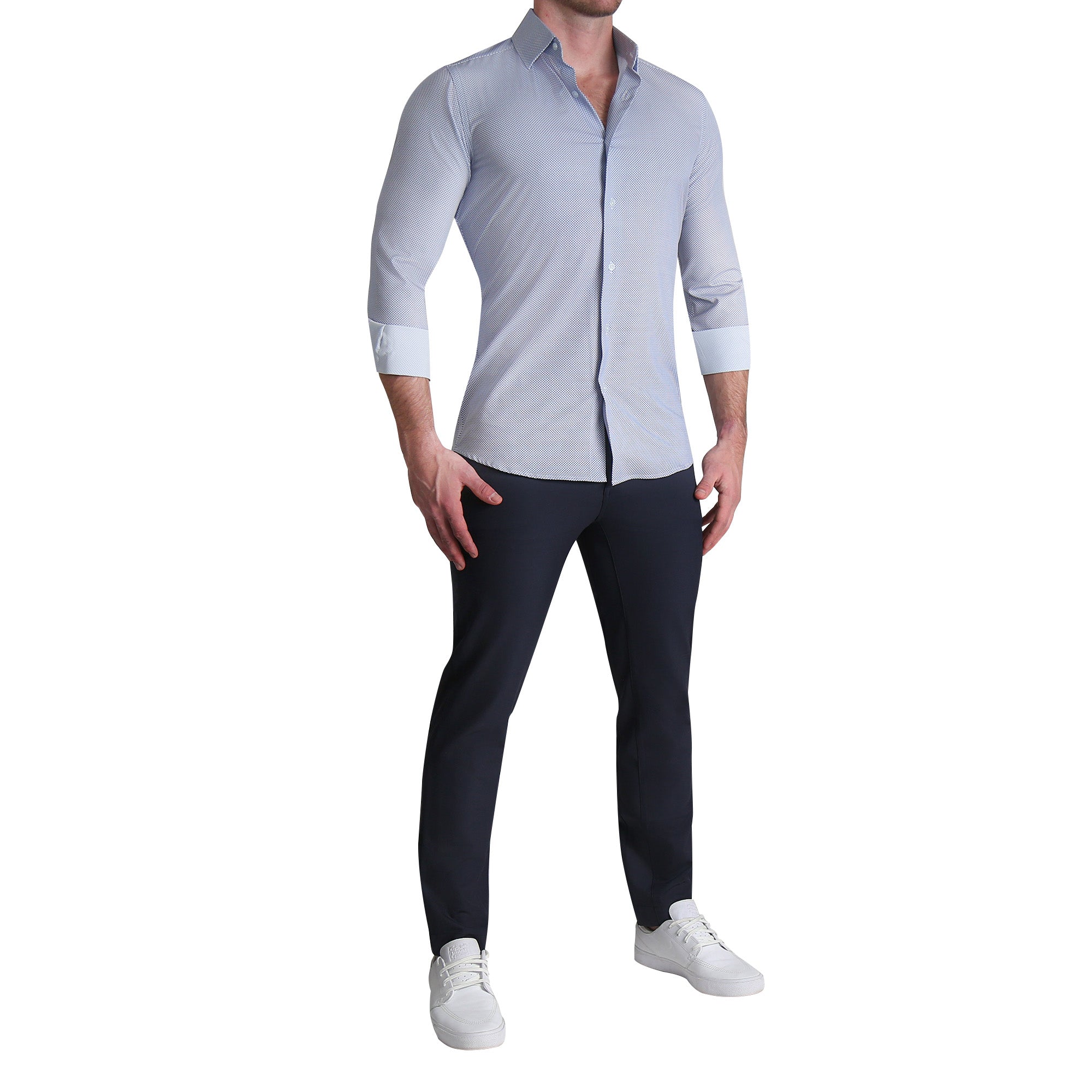 "The Charles" Navy Diamond Dress Shirt
