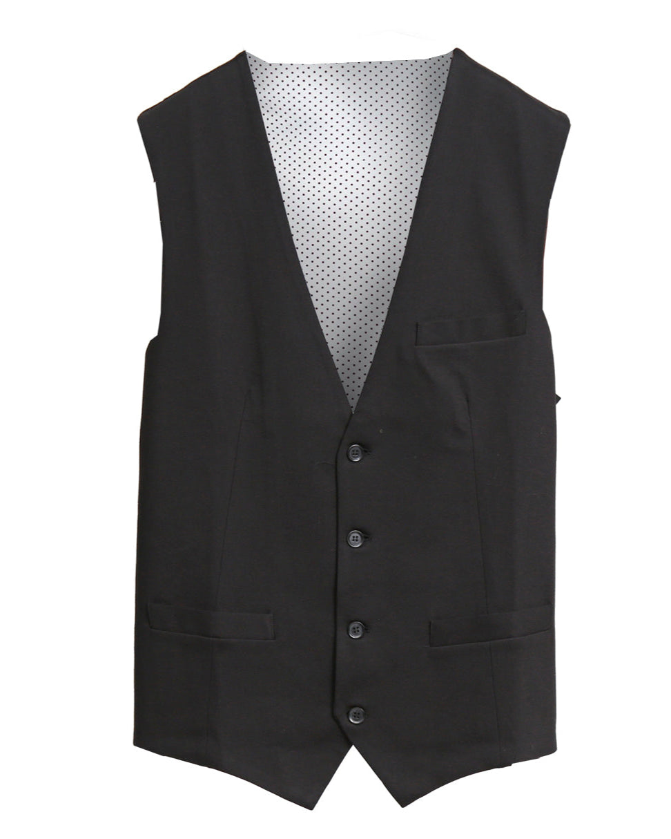 Athletic Fit Stretch Suit Vest - Solid Black