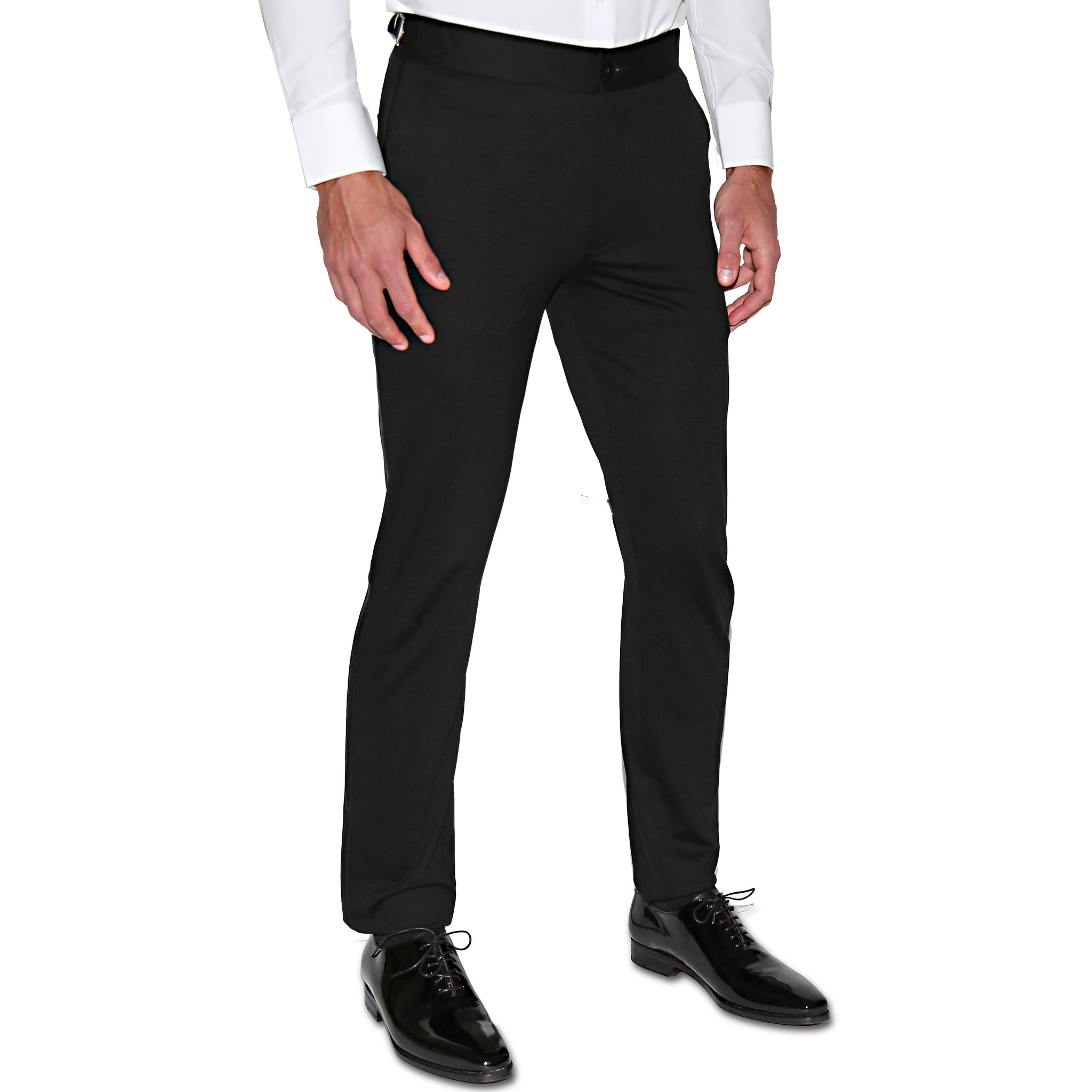Athletic Fit Stretch Tuxedo Pants Solid Black