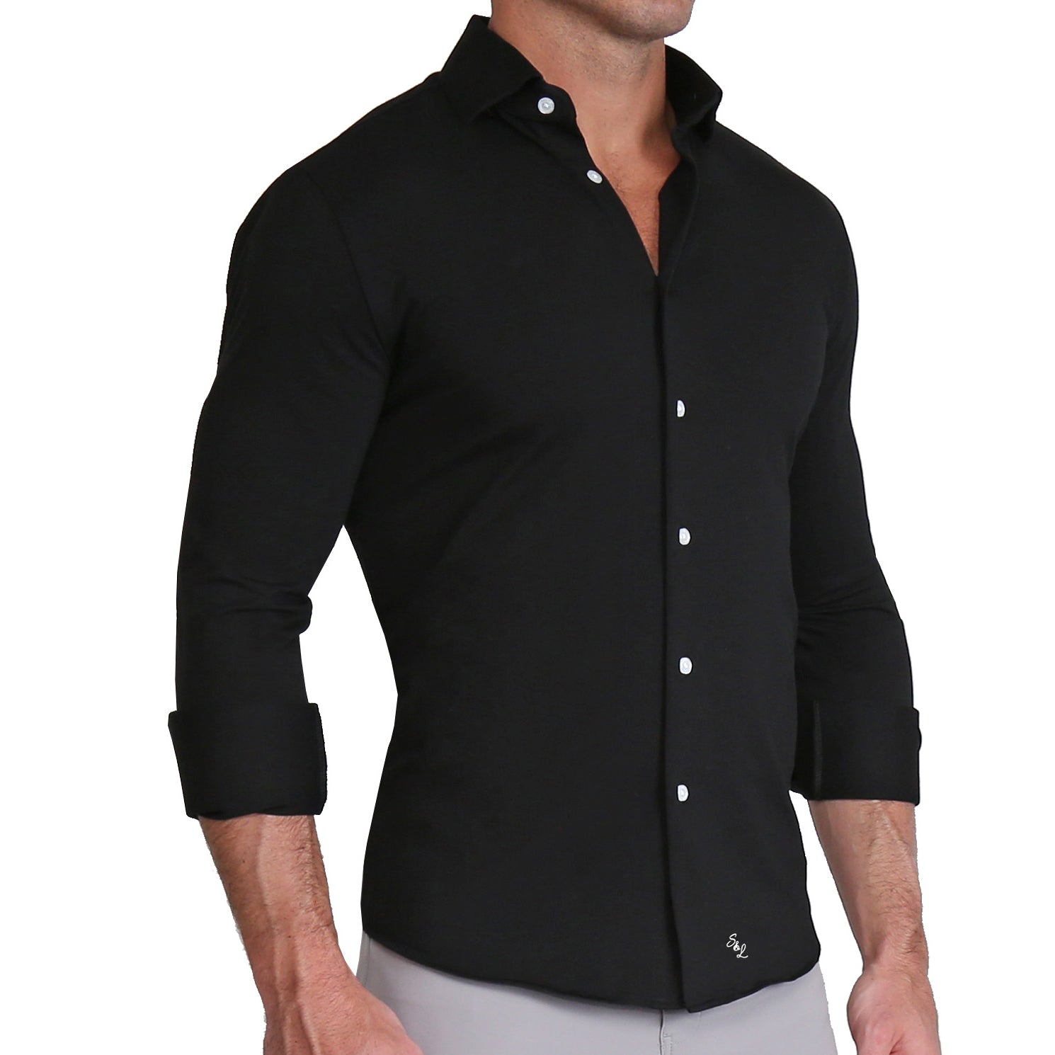 "The Dexter" Black Casual Button Down