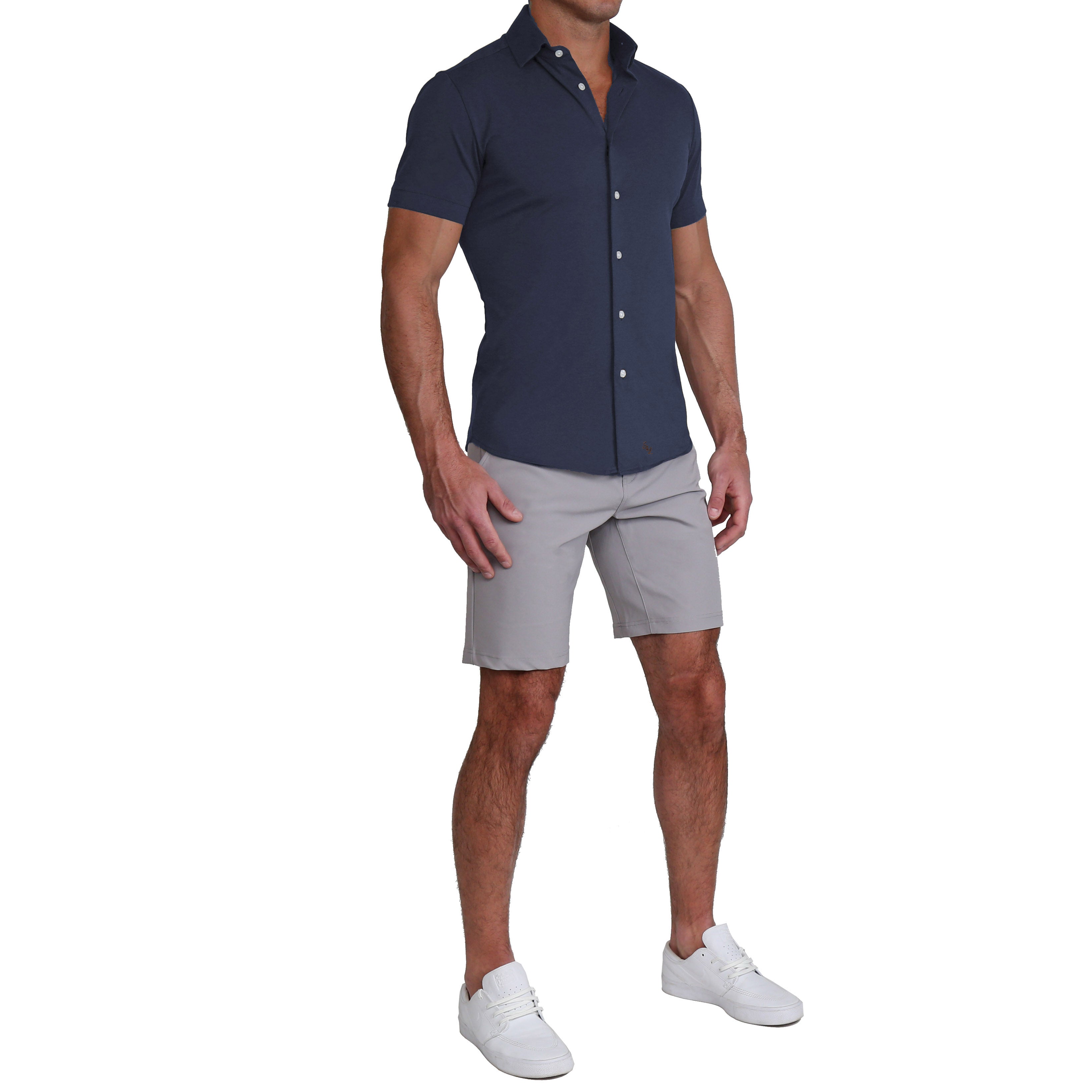 "The Hawkins" Navy Short Sleeve Button Down
