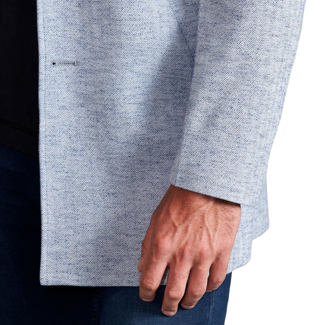 Light Blue Herringbone Overcoat