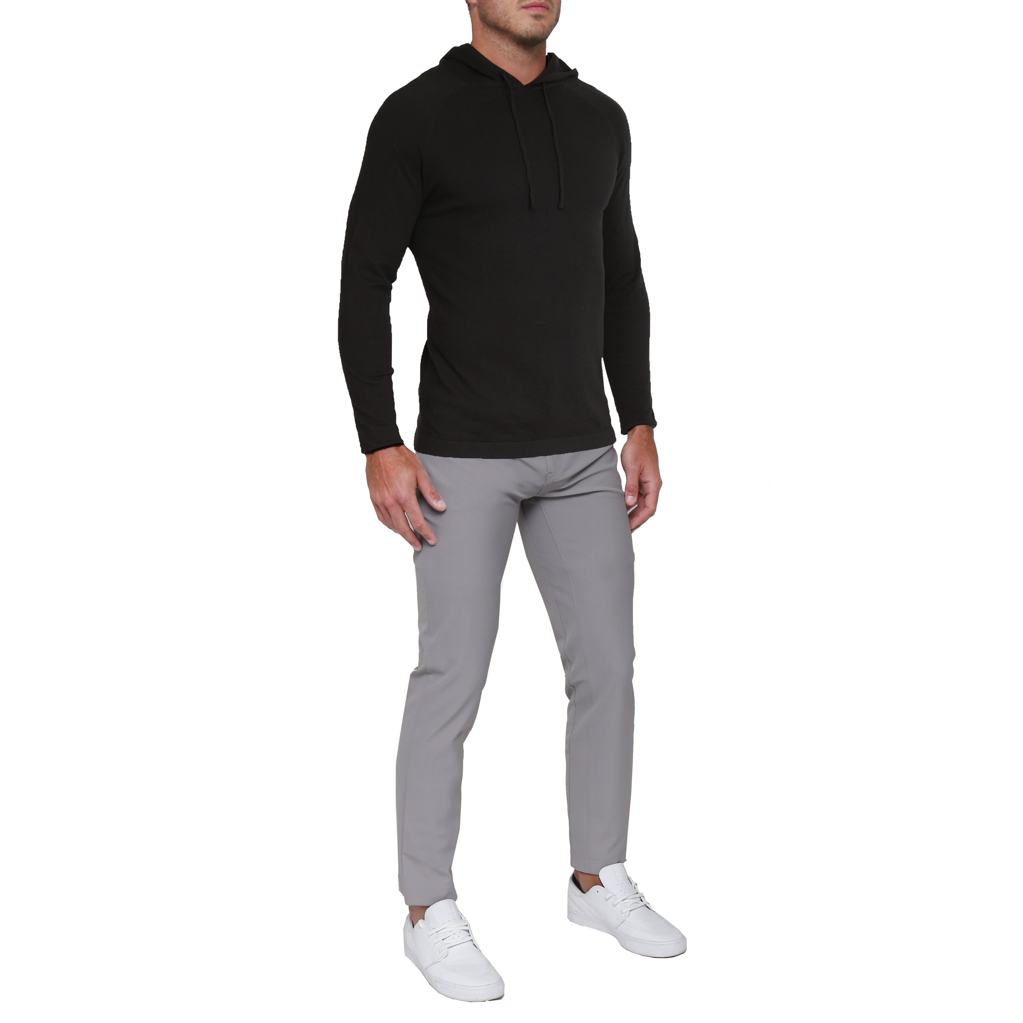 Knit Cotton-Silk Blend Hoodie - Black