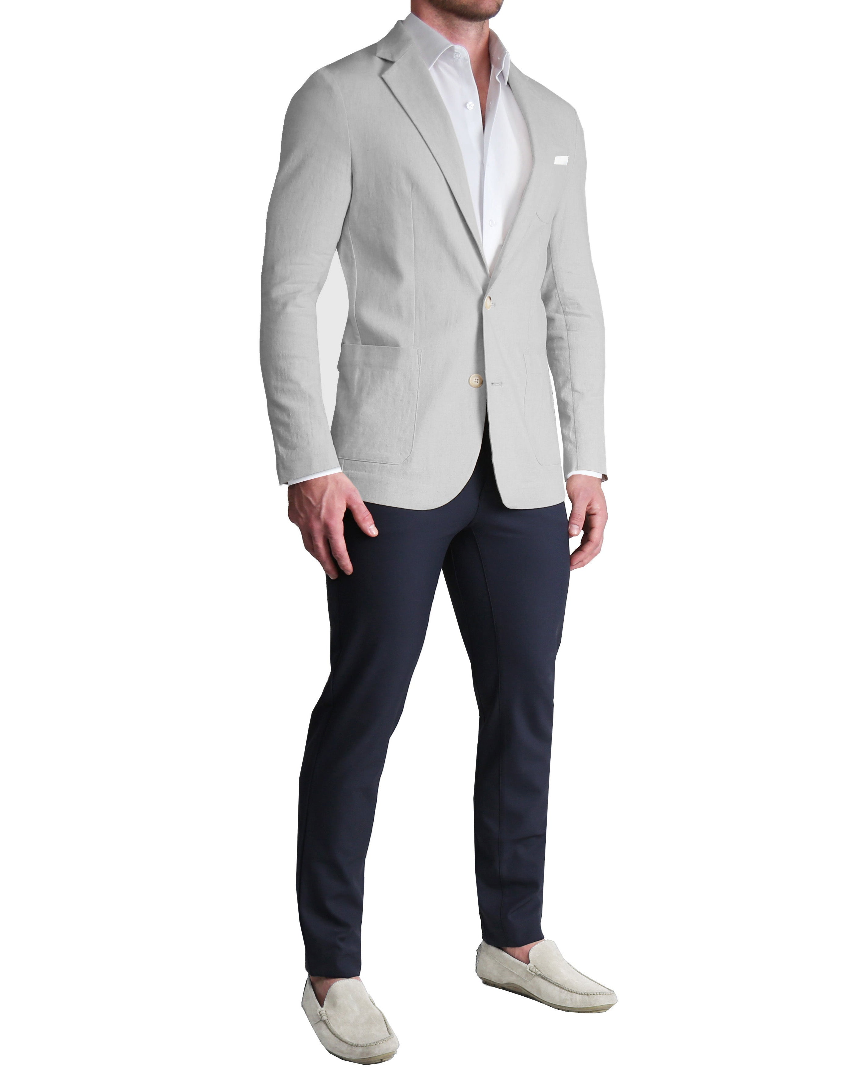 Unstructured Linen Blazer - Light Grey