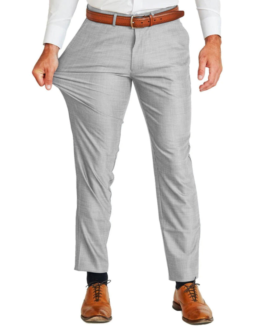 Athletic Fit Stretch Suit - Lightweight Light Grey