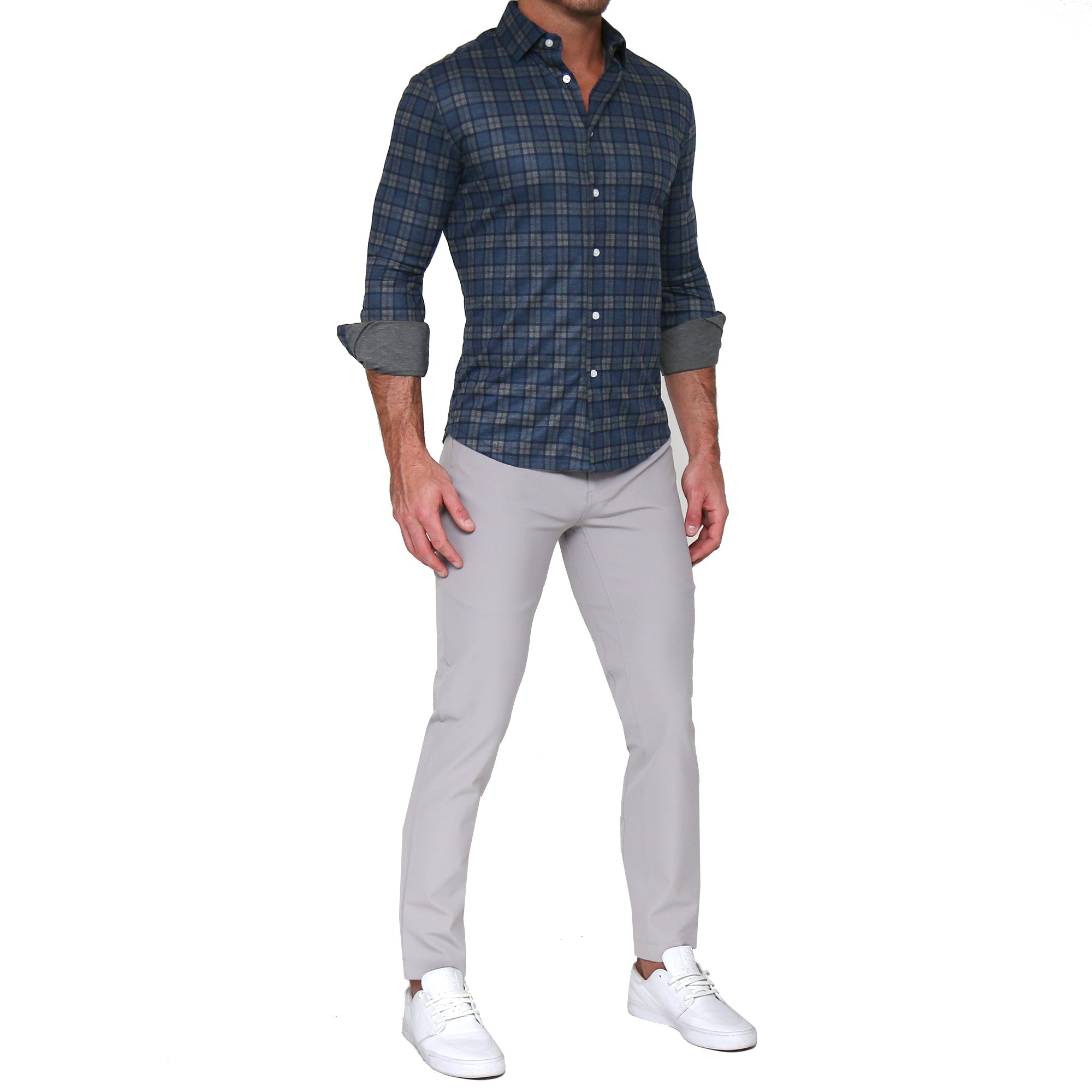 "The Gregory" Blue, Tan, & Teal Plaid Button Down