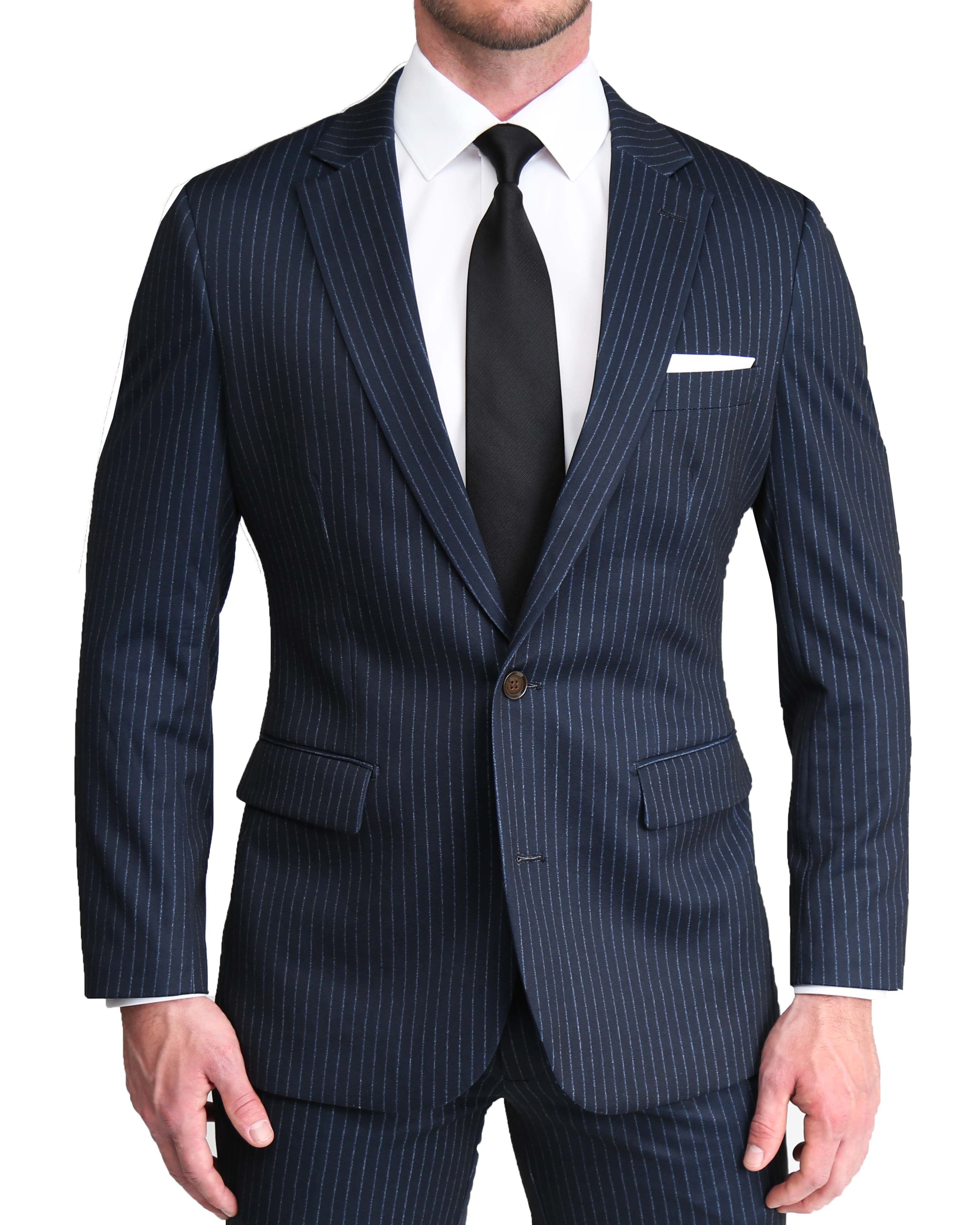 Athletic Fit Stretch Suit - Knit Blue Chalk Stripe