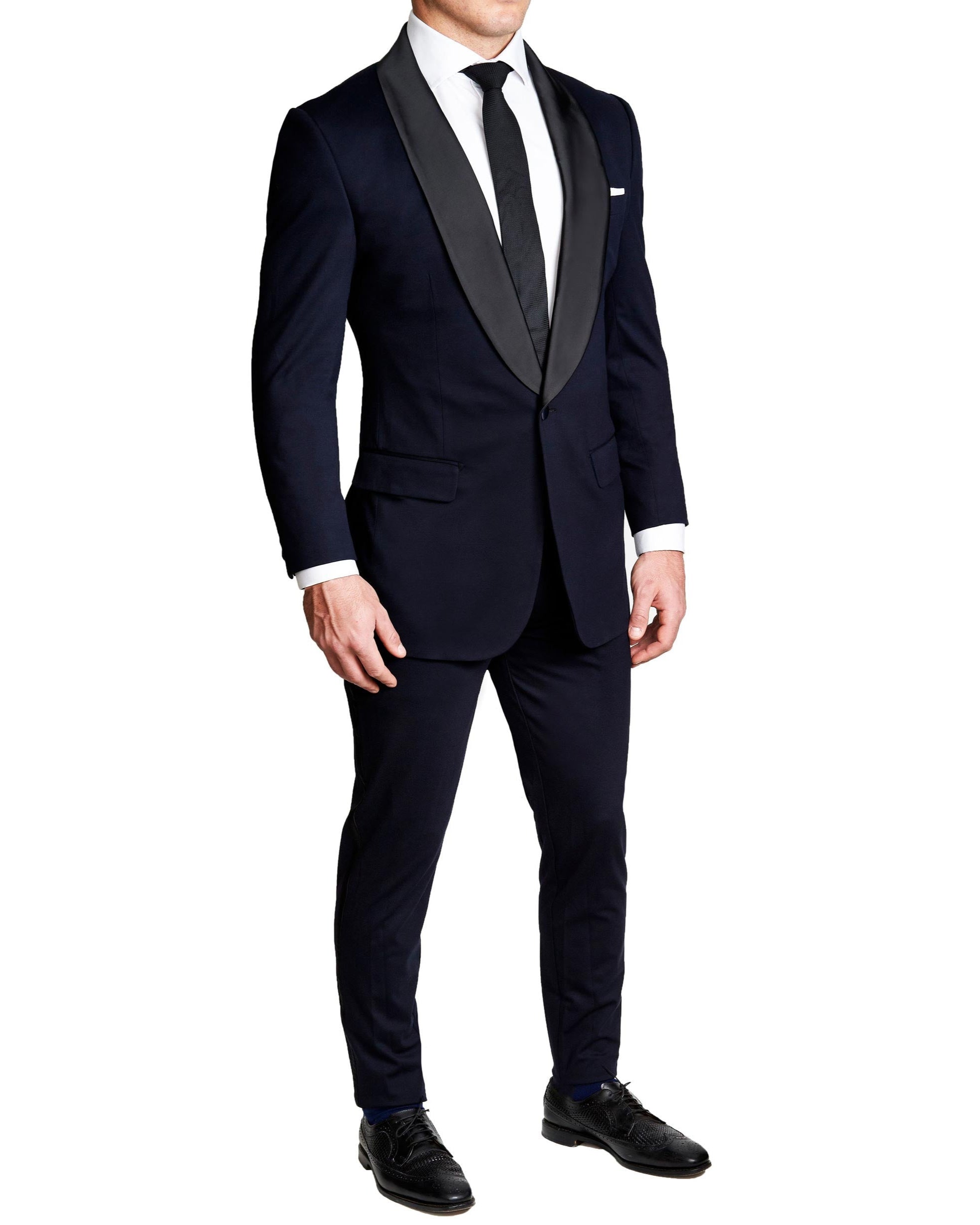 Athletic Fit Stretch Tuxedo - Navy with Shawl Lapel