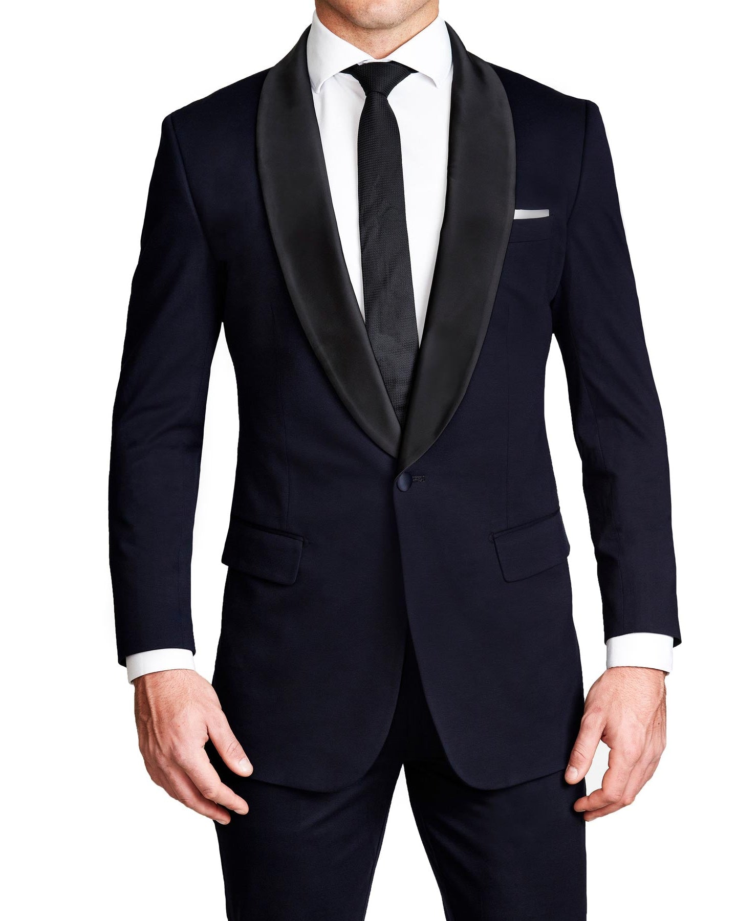 Athletic Fit Stretch Tuxedo - Navy with Shawl Lapel