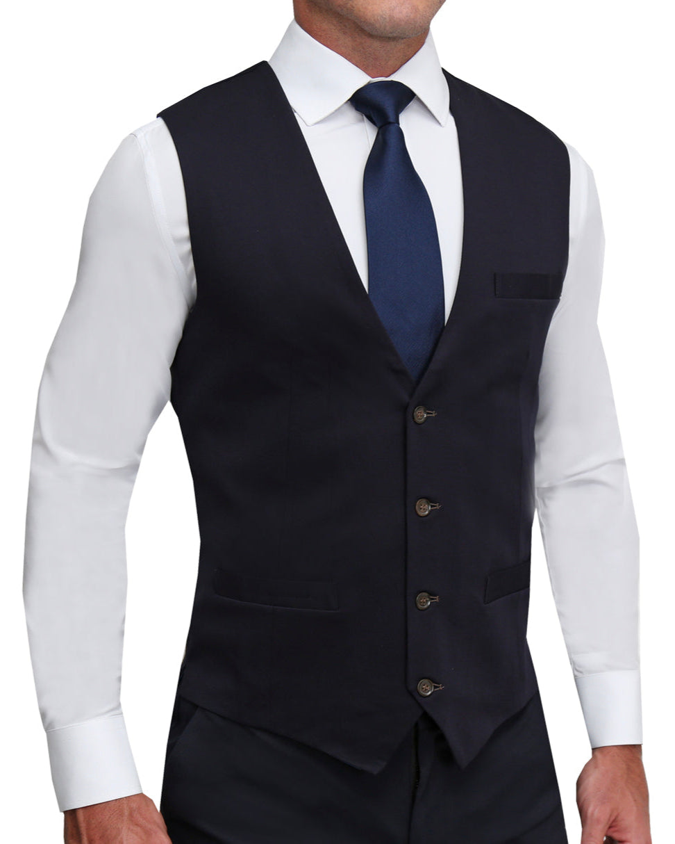 Athletic Fit Stretch Suit Vest - Solid Navy