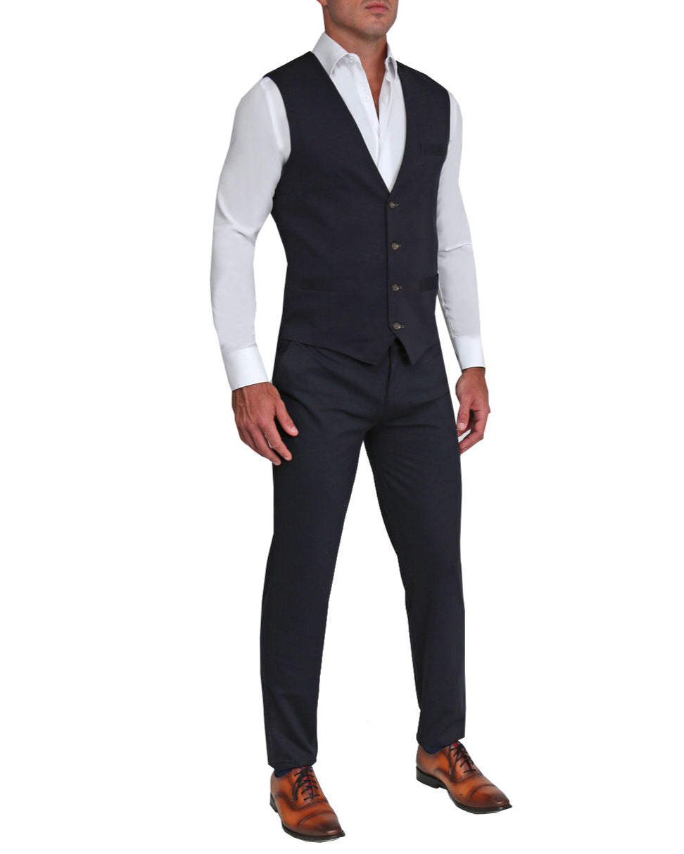 Athletic Fit Stretch Suit Vest - Solid Navy