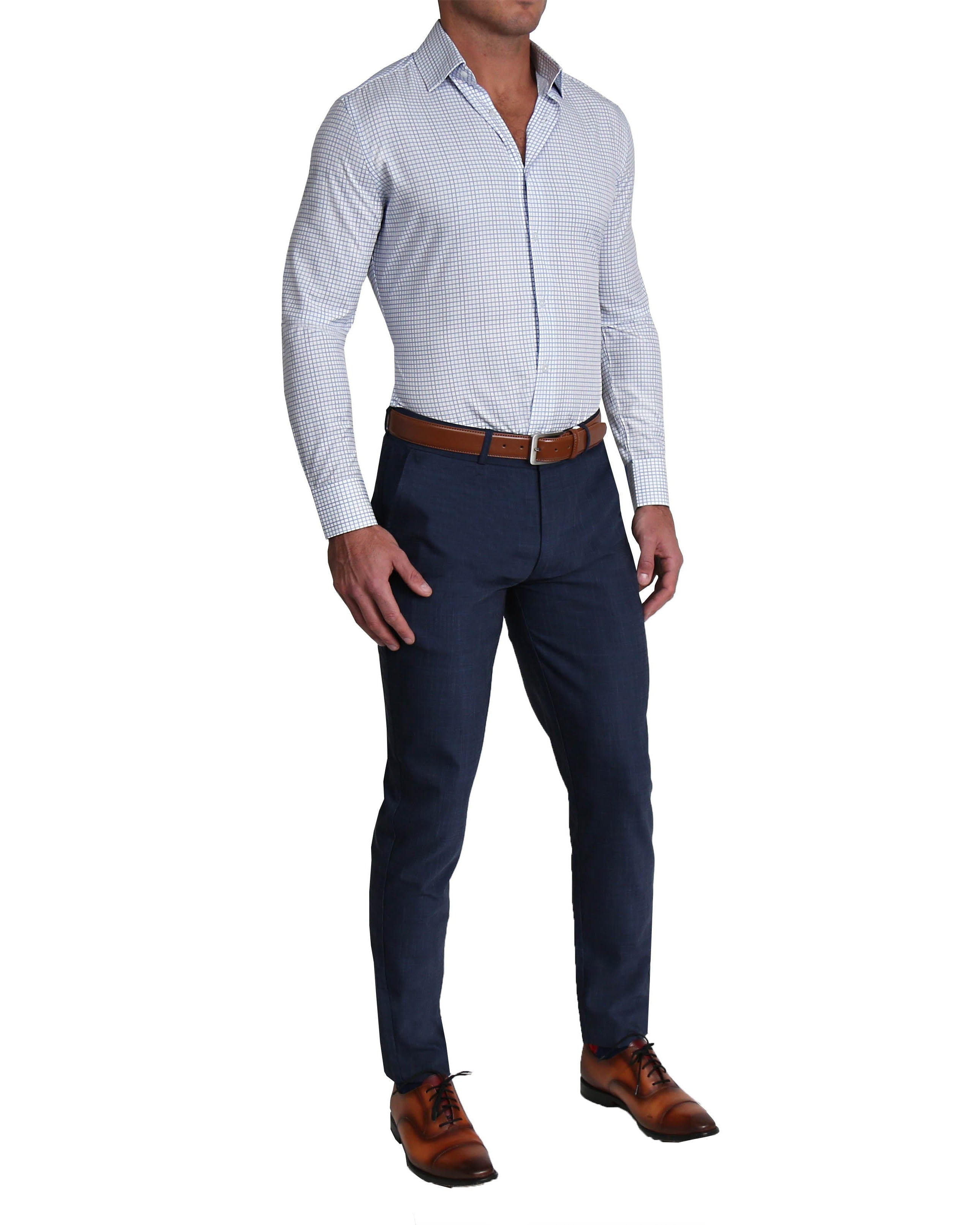 "The Baxter" Blue Mini Line Patterned Windowpane
