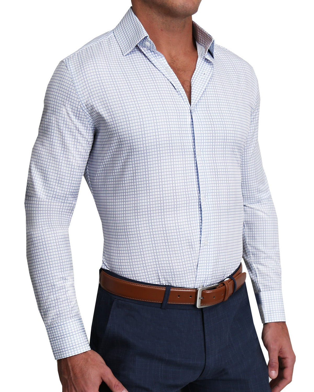 "The Baxter" Blue Mini Line Patterned Windowpane