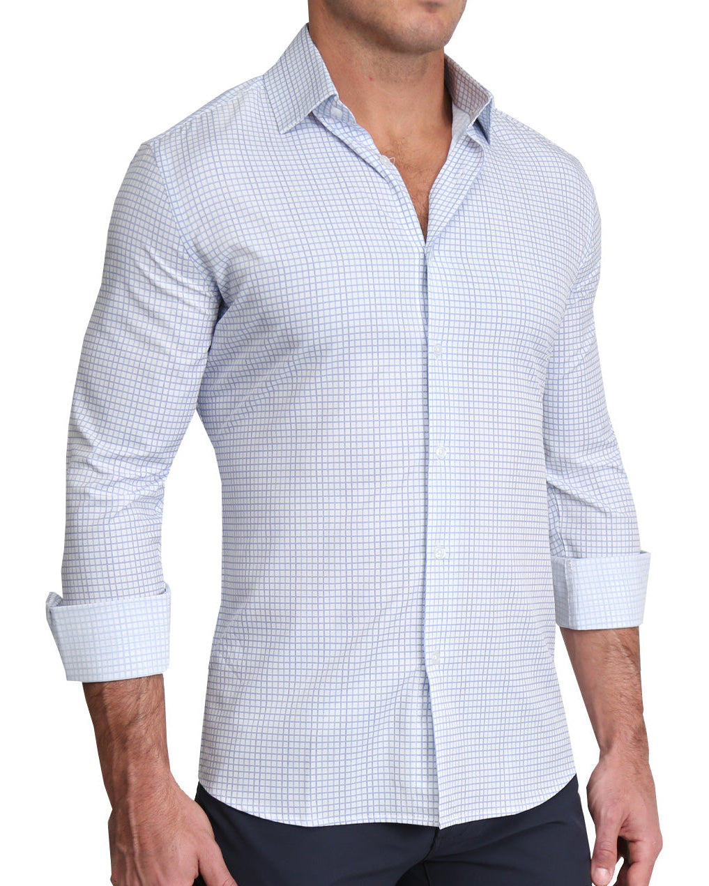 "The Baxter" Blue Mini Line Patterned Windowpane
