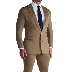 Athletic Fit Stretch Suit - Solid Dark Tan