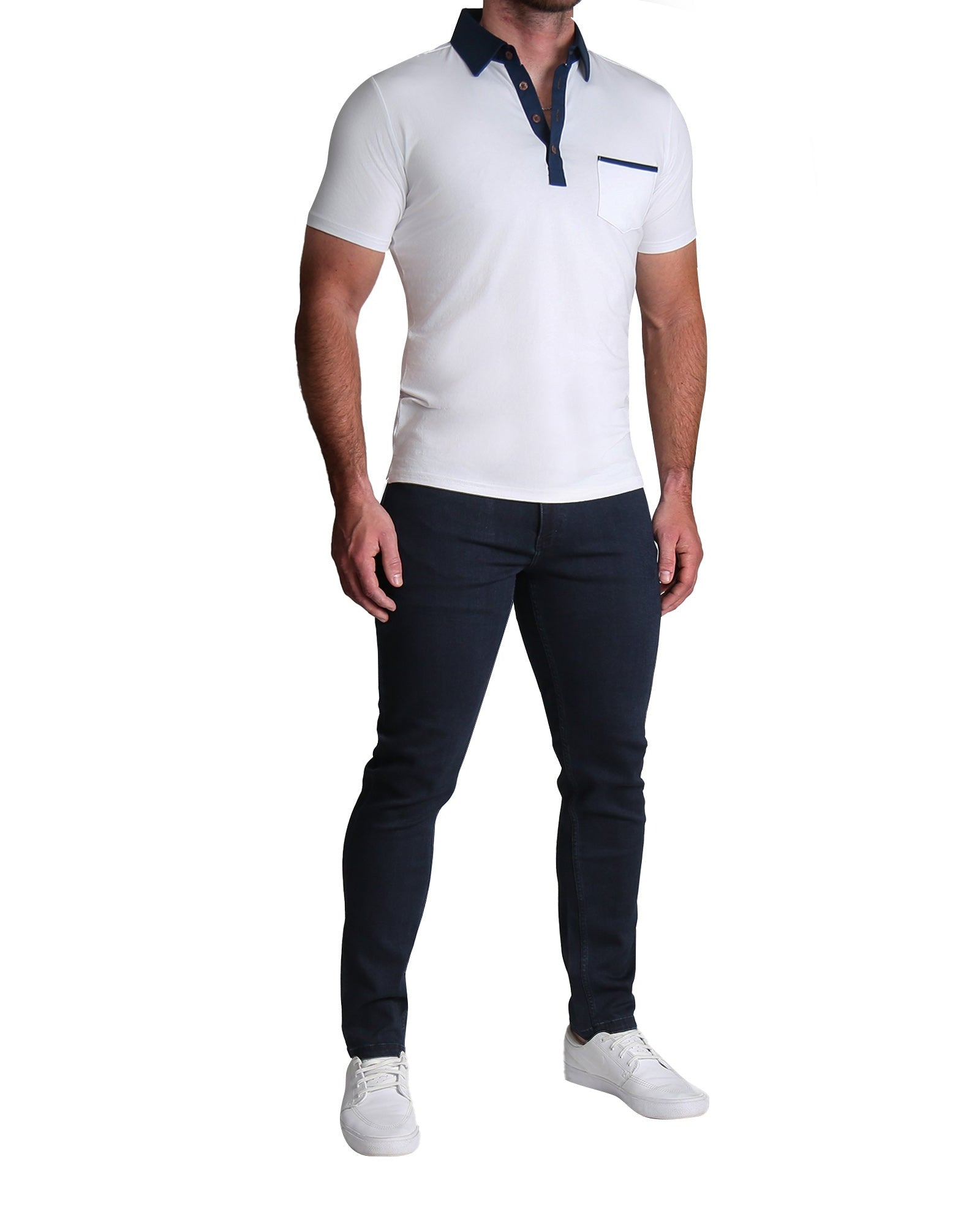Athletic Fit Stretch Jeans - Navy
