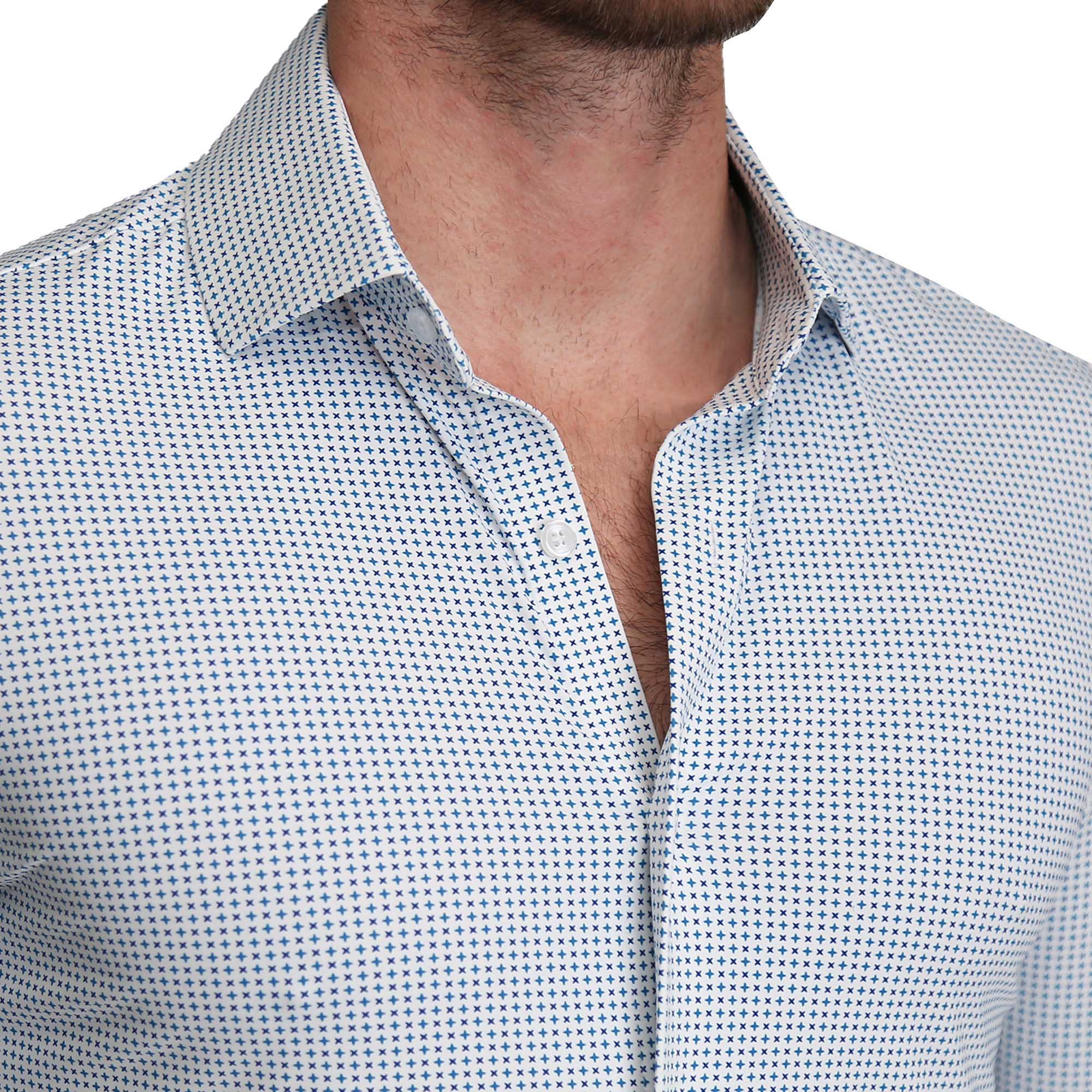 "The Guy" Sport Shirt - Navy & Light Blue Plus Print