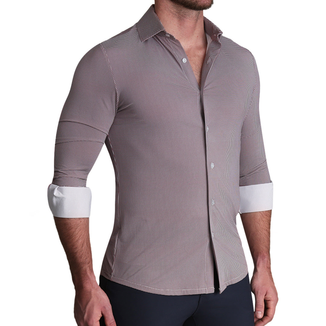 "The Colt" Sport Shirt - Deep Purple Microcheck