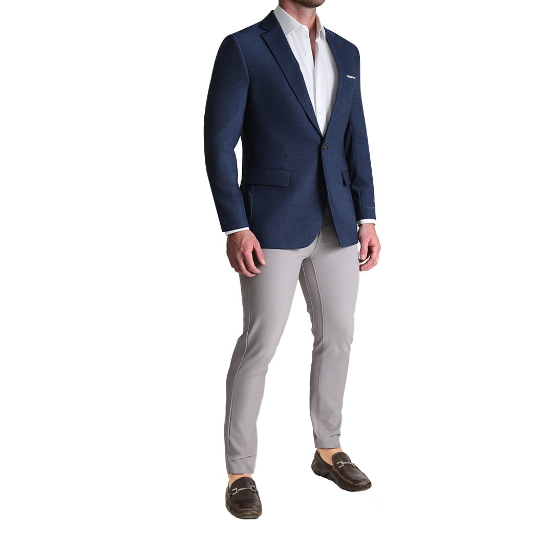 Athletic Fit Stretch Blazer - Heathered Navy