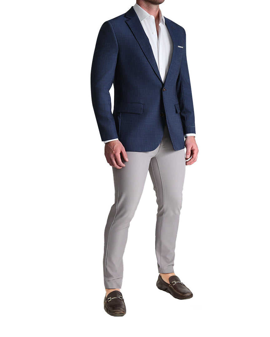 Athletic Fit Stretch Blazer - Heathered Navy