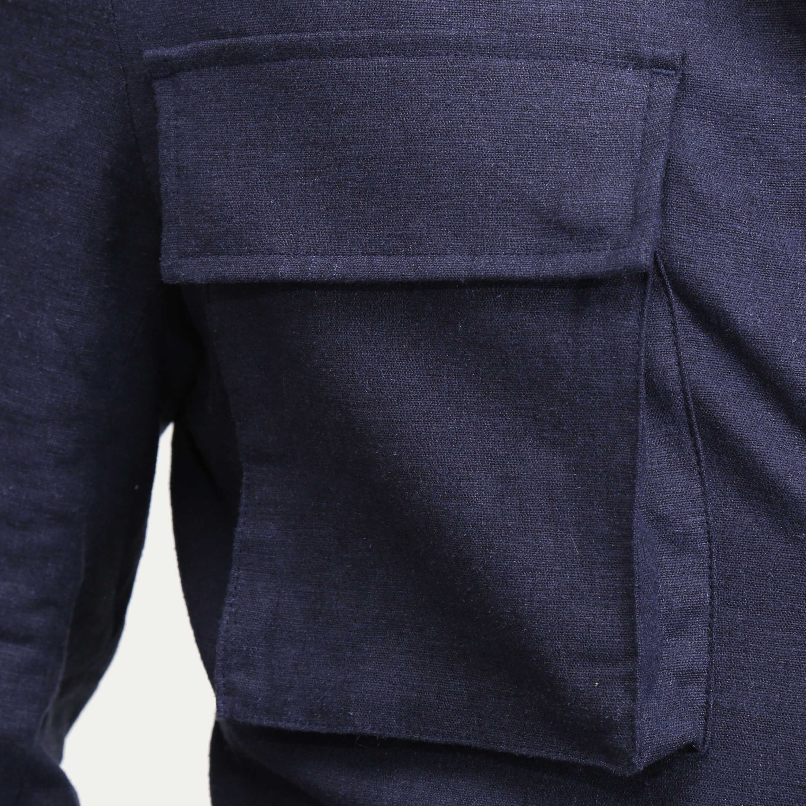 Stretch Linen Field Jacket - Navy