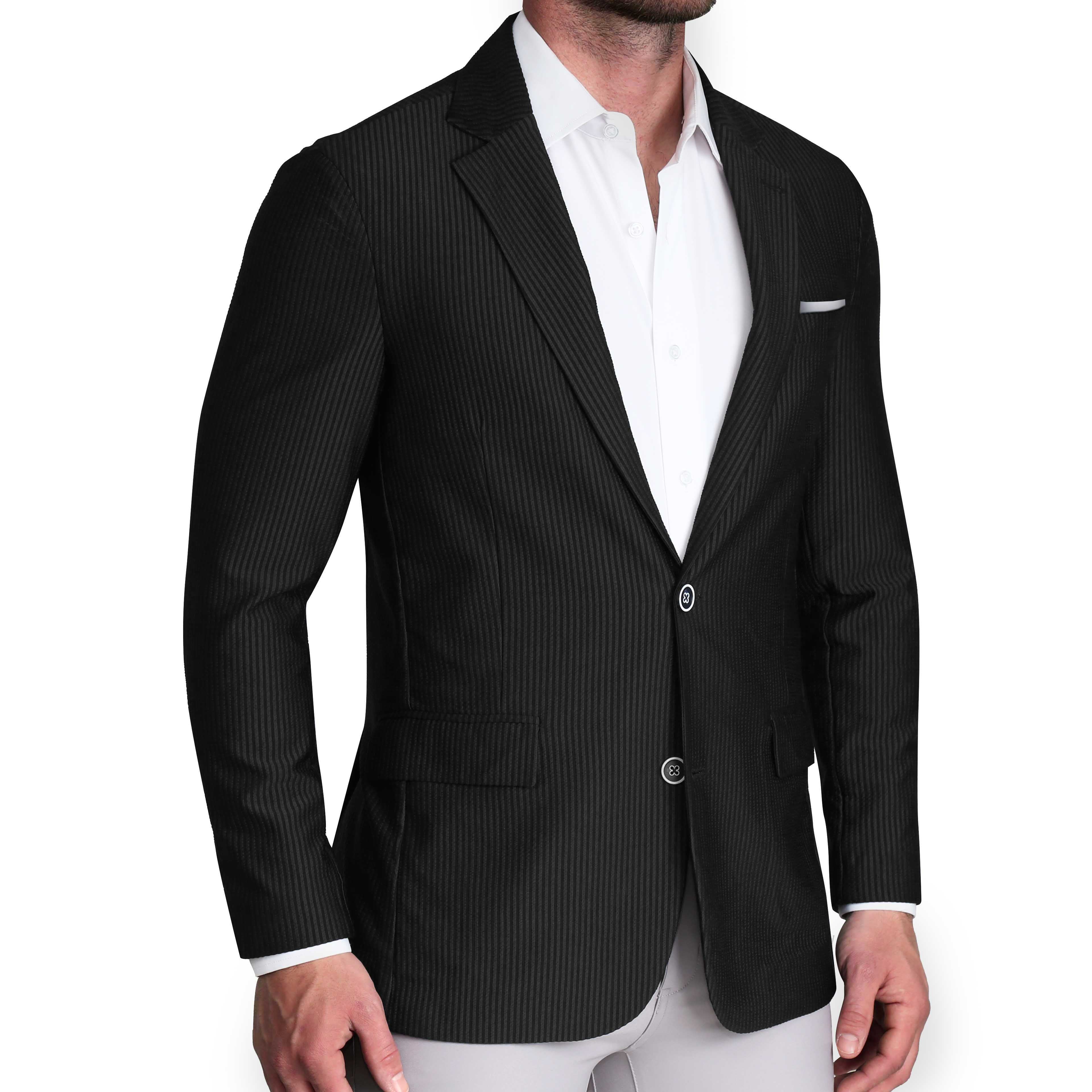 Athletic Fit Stretch Blazer - Black Seersucker