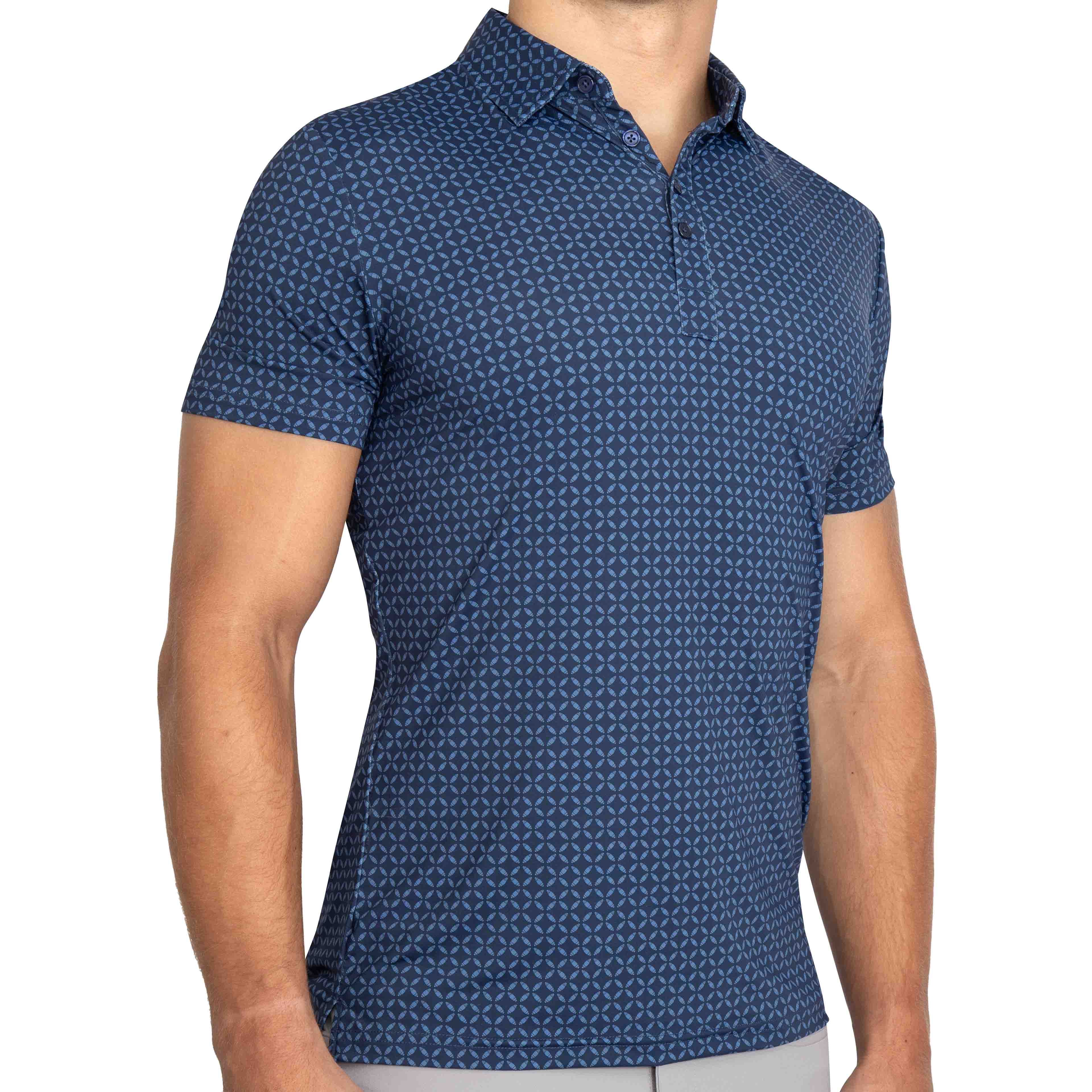 "The Zeus" Diamond Navy & Light Blue Circle Polo