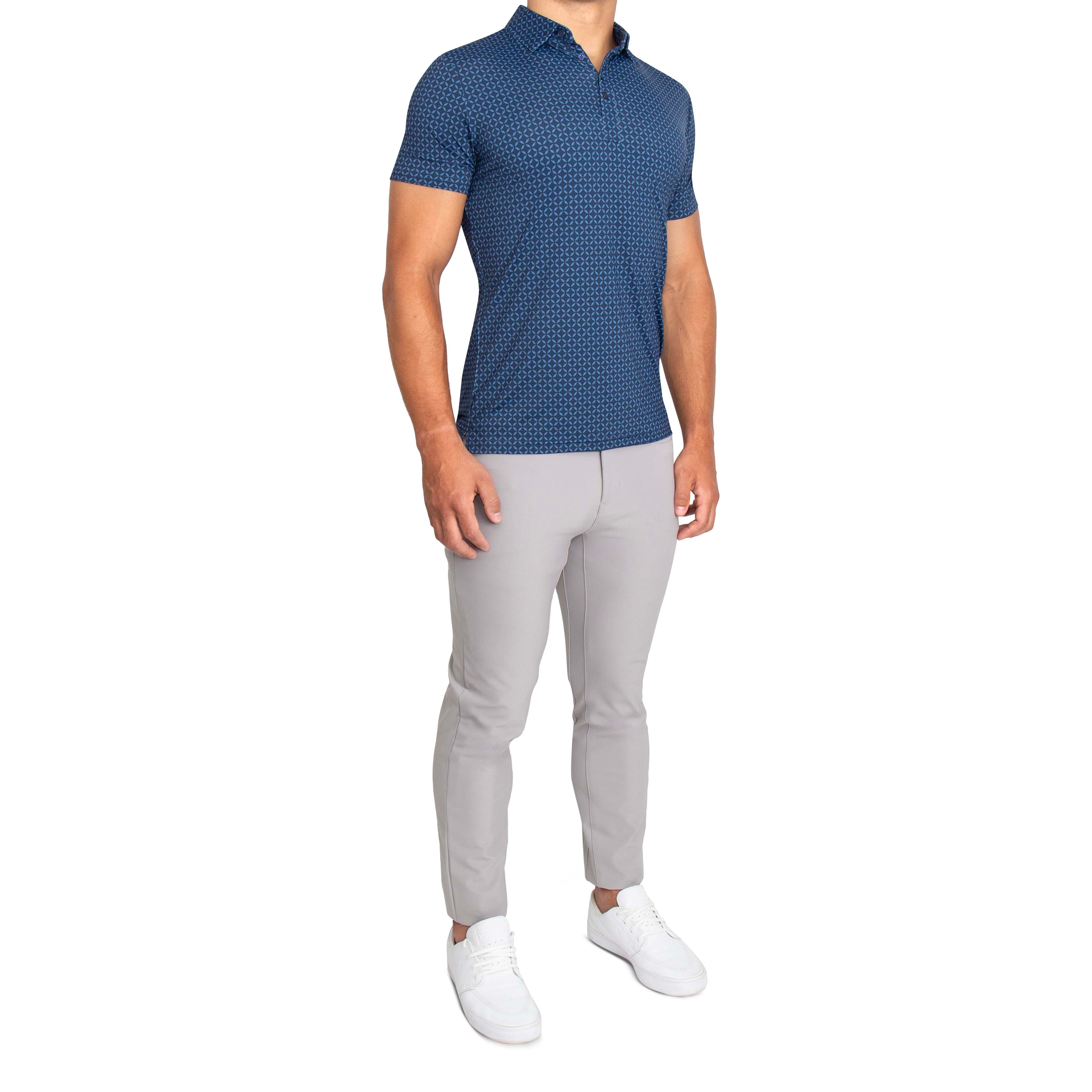 "The Zeus" Diamond Navy & Light Blue Circle Polo