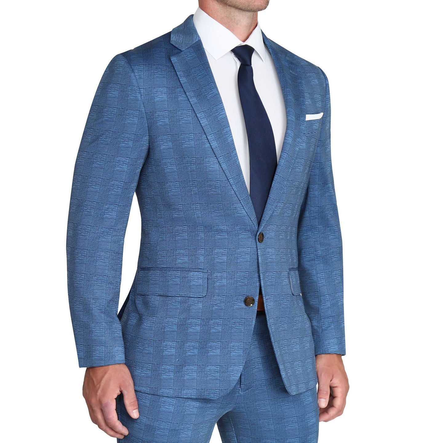 Brushed Tech Stretch Blazer - Electric Blue Plaid