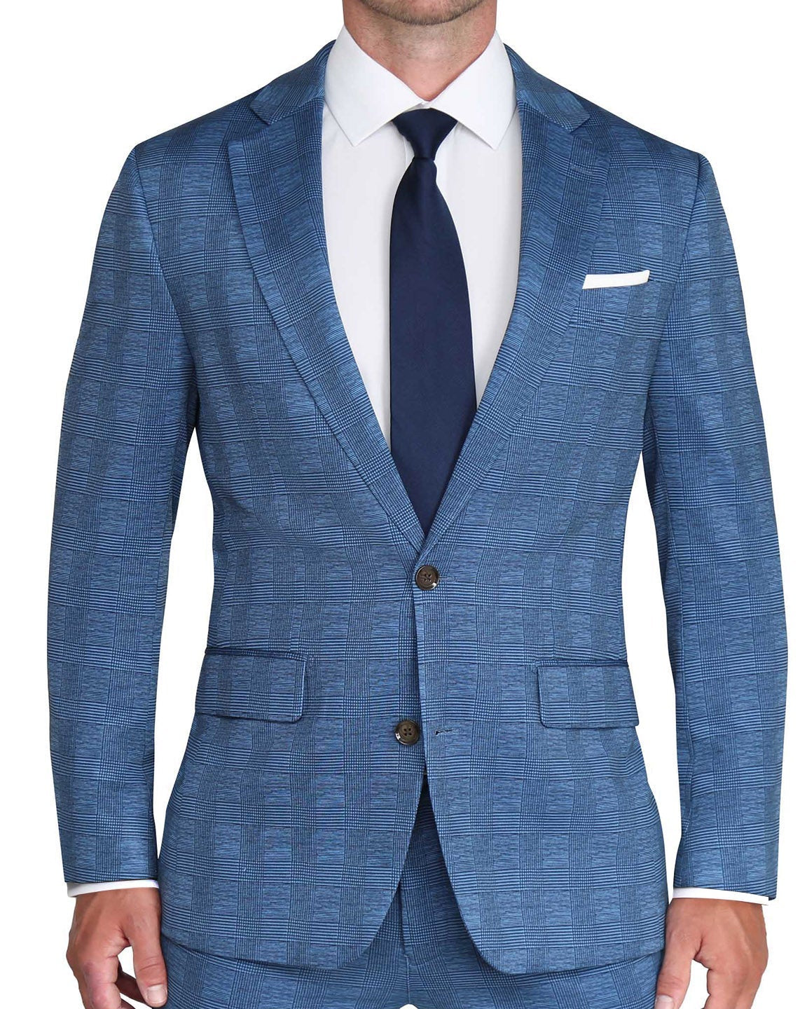 Athletic Fit Stretch Suit - Electric Blue Plaid