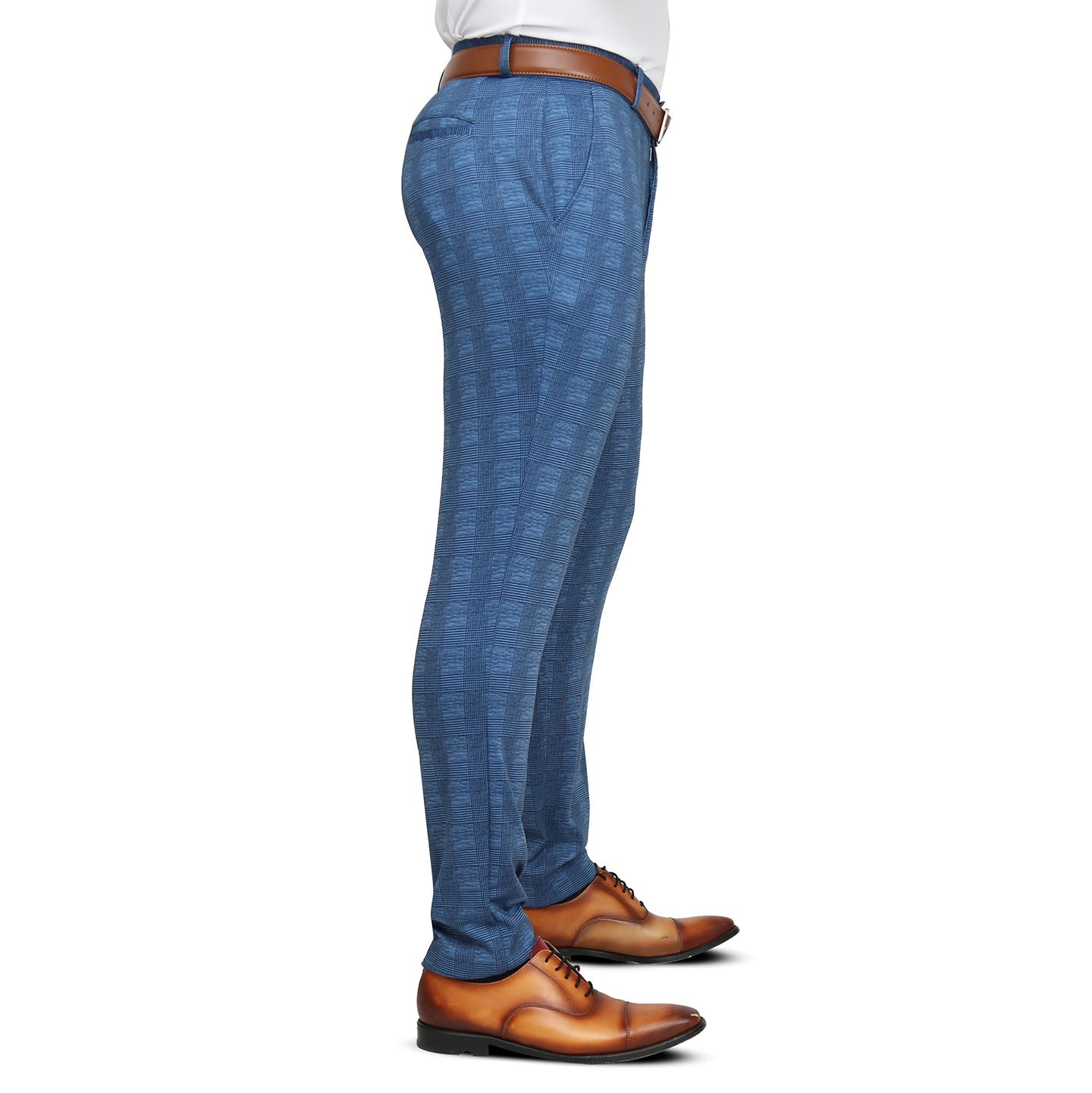 Brushed Tech Suit Pant - Electric Blue Plaid