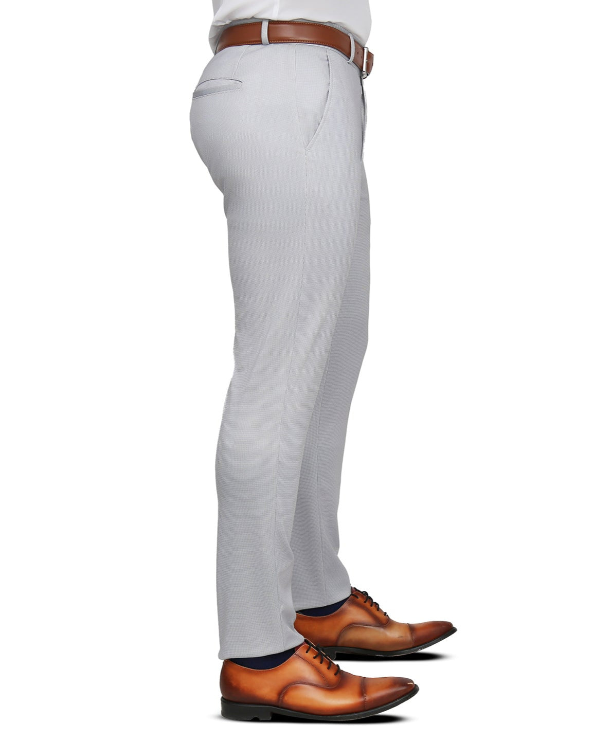 Athletic Fit Stretch Suit - Light Grey Microcheck