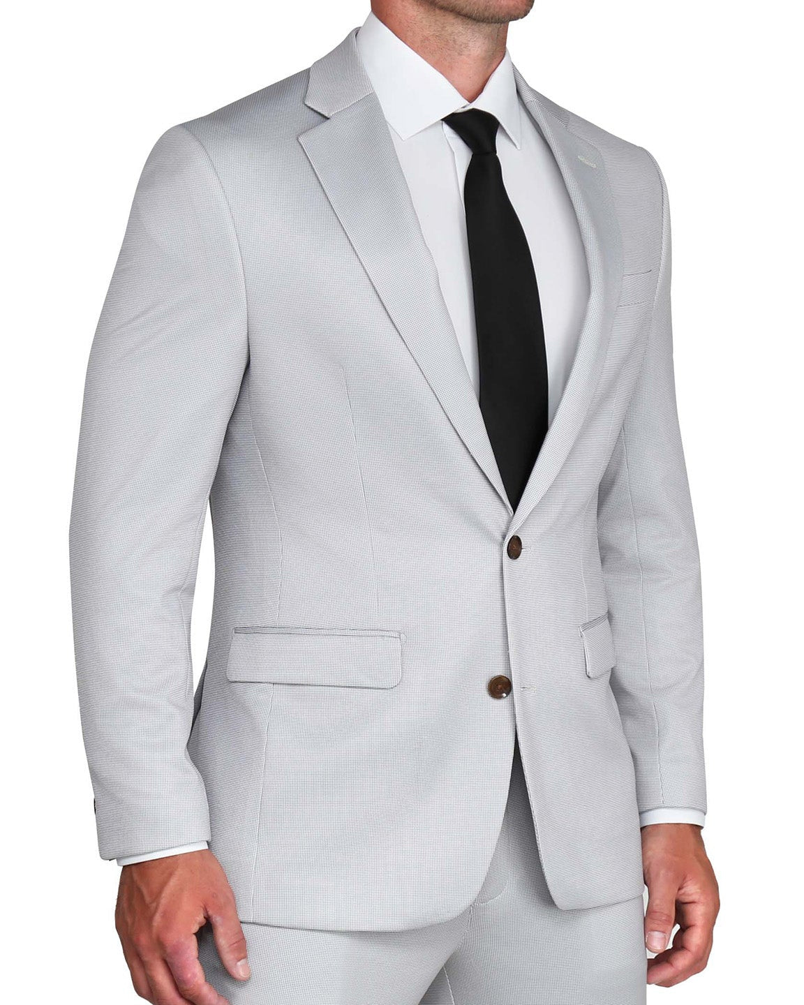 Athletic Fit Stretch Suit - Light Grey Microcheck