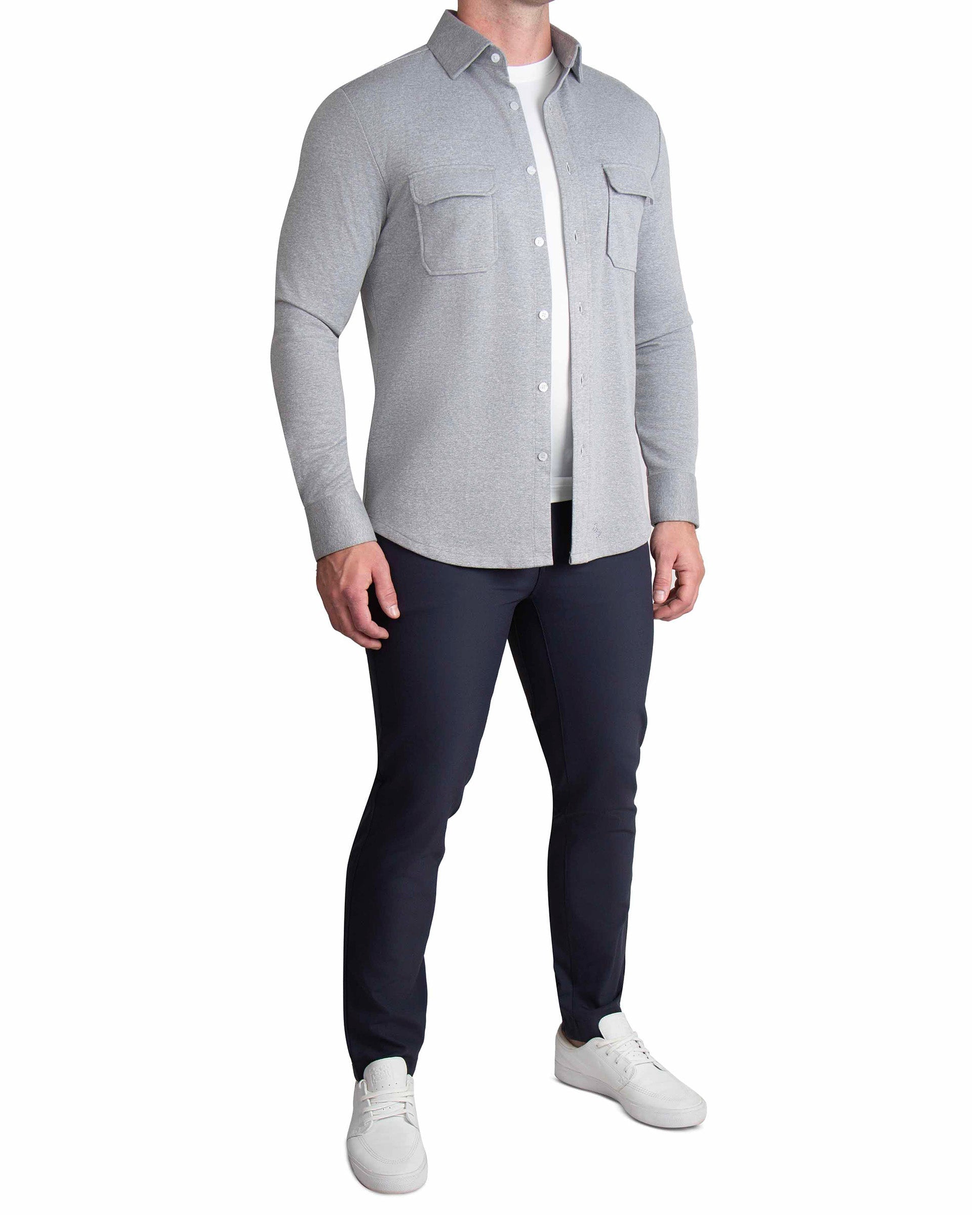 Patch Pocket Button Down - Light Grey