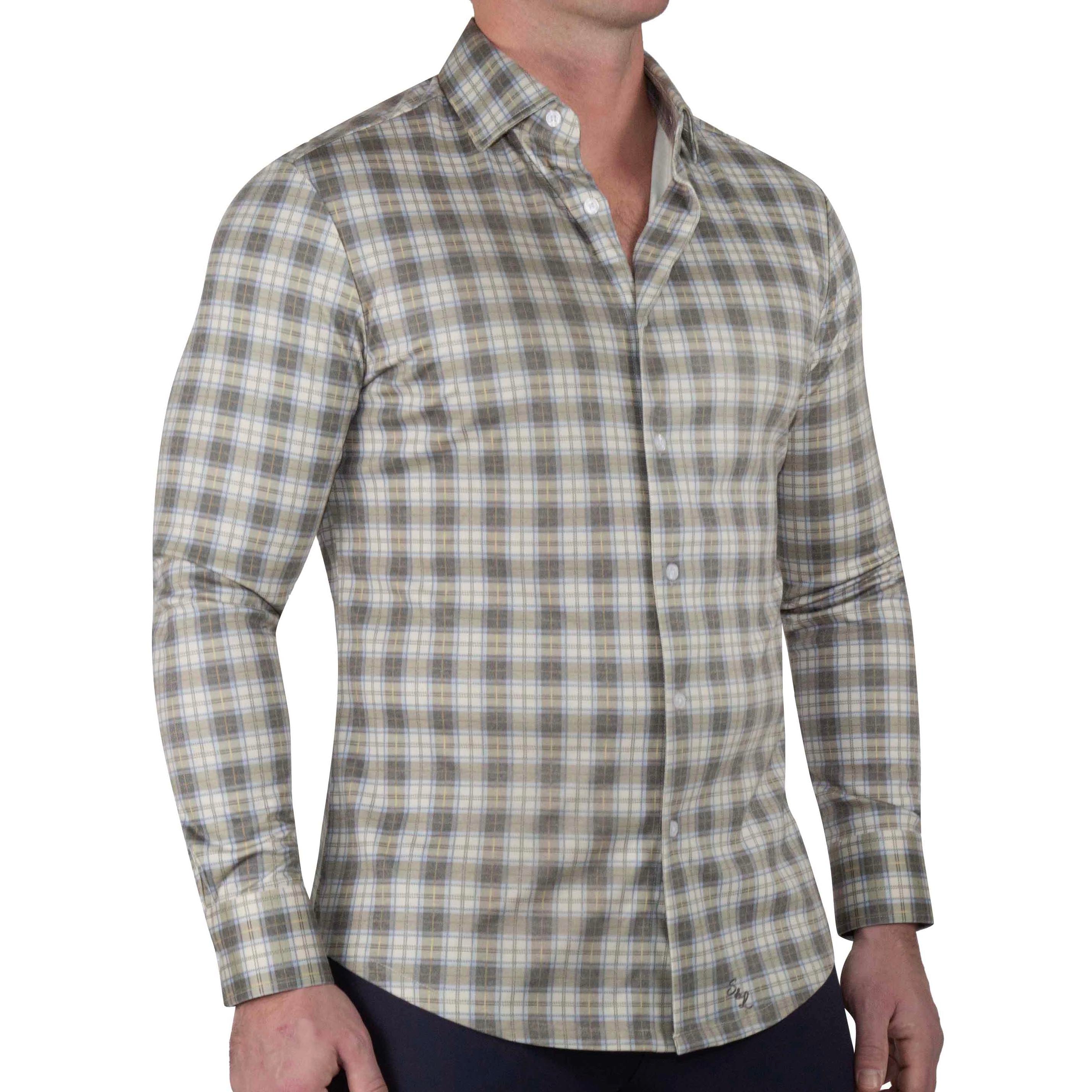 "The Edison" Olive, Light Blue, & White Plaid