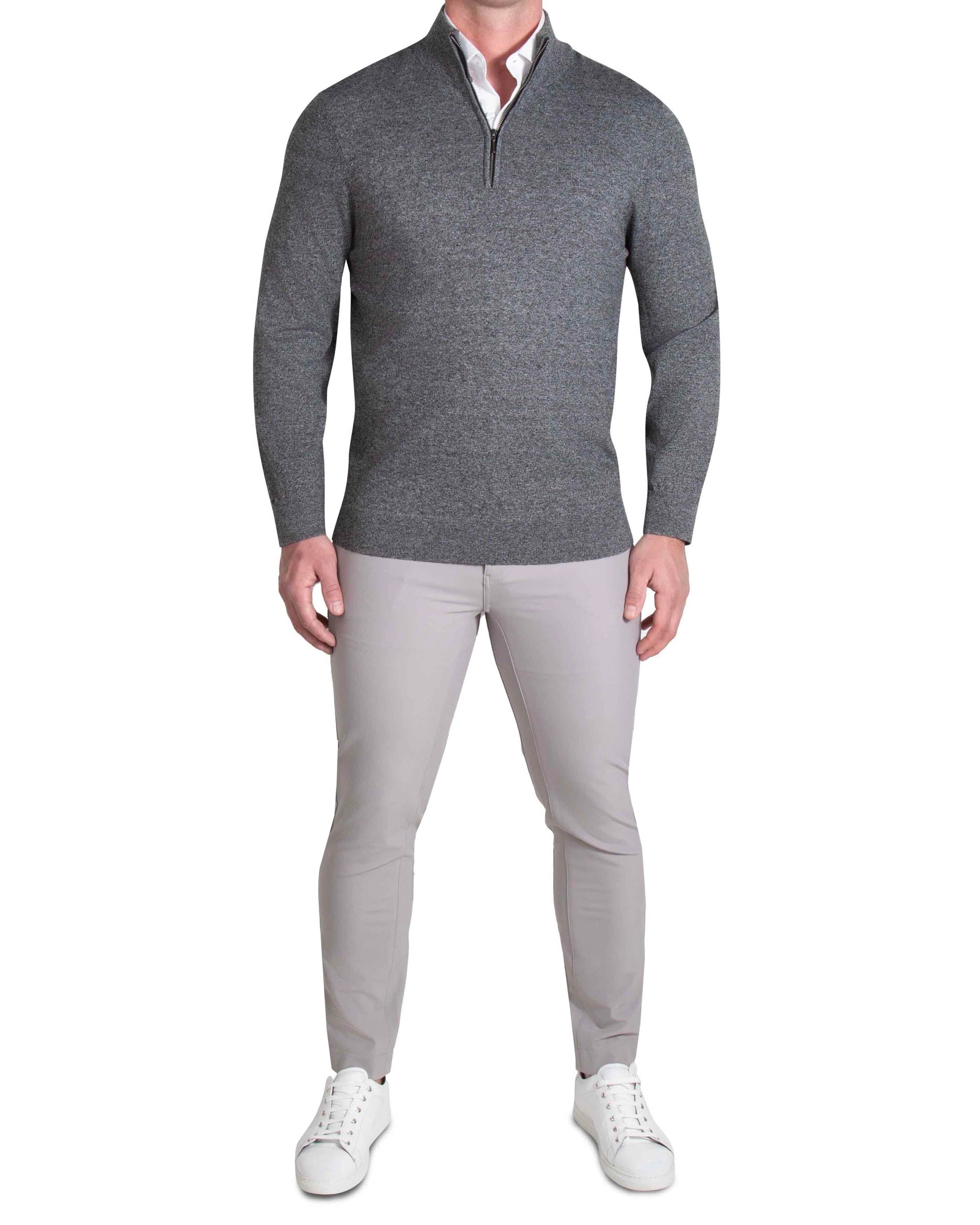 Mid-Weight Wool Quarter Zip - Charcoal