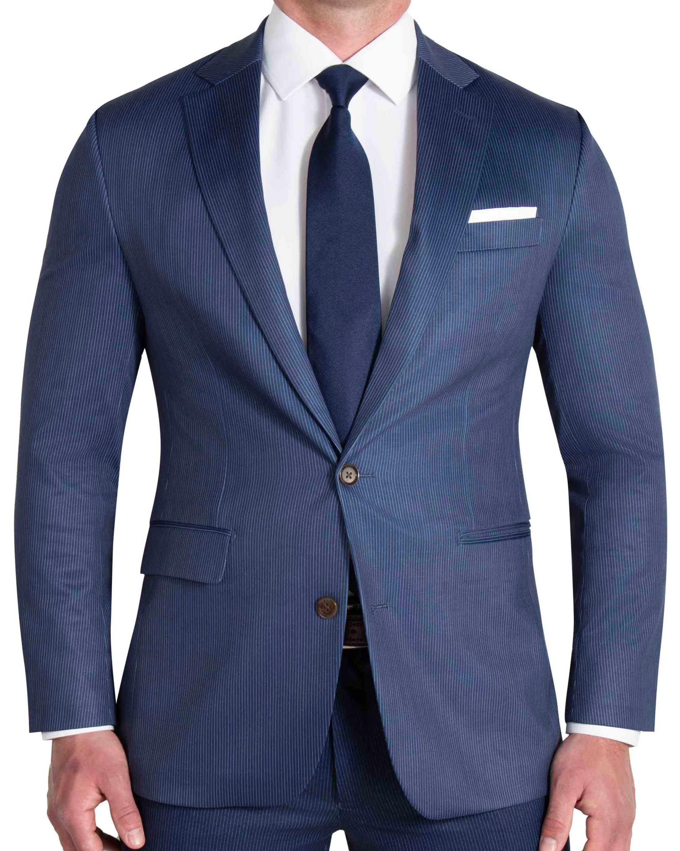 Athletic Fit Stretch Blazer - Navy & White Stripe