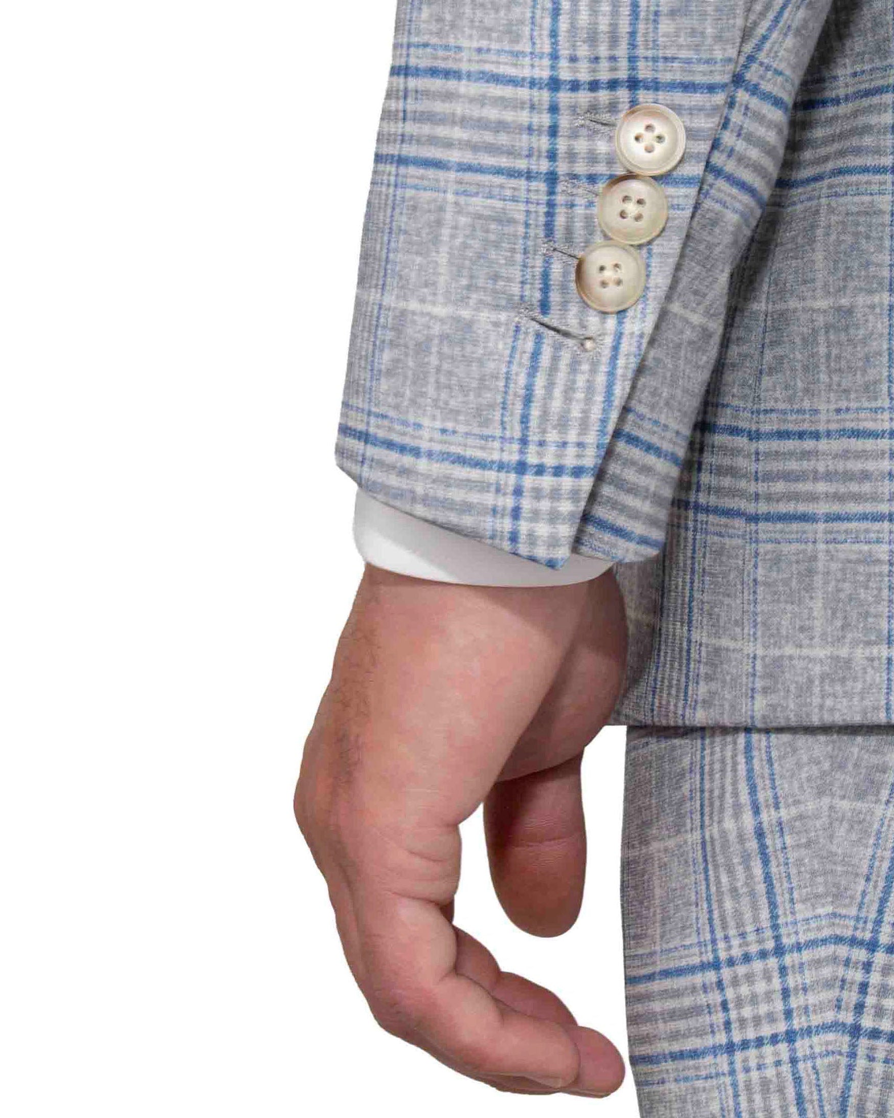 Athletic Fit Stretch Suit - Grey & Royal Blue Plaid