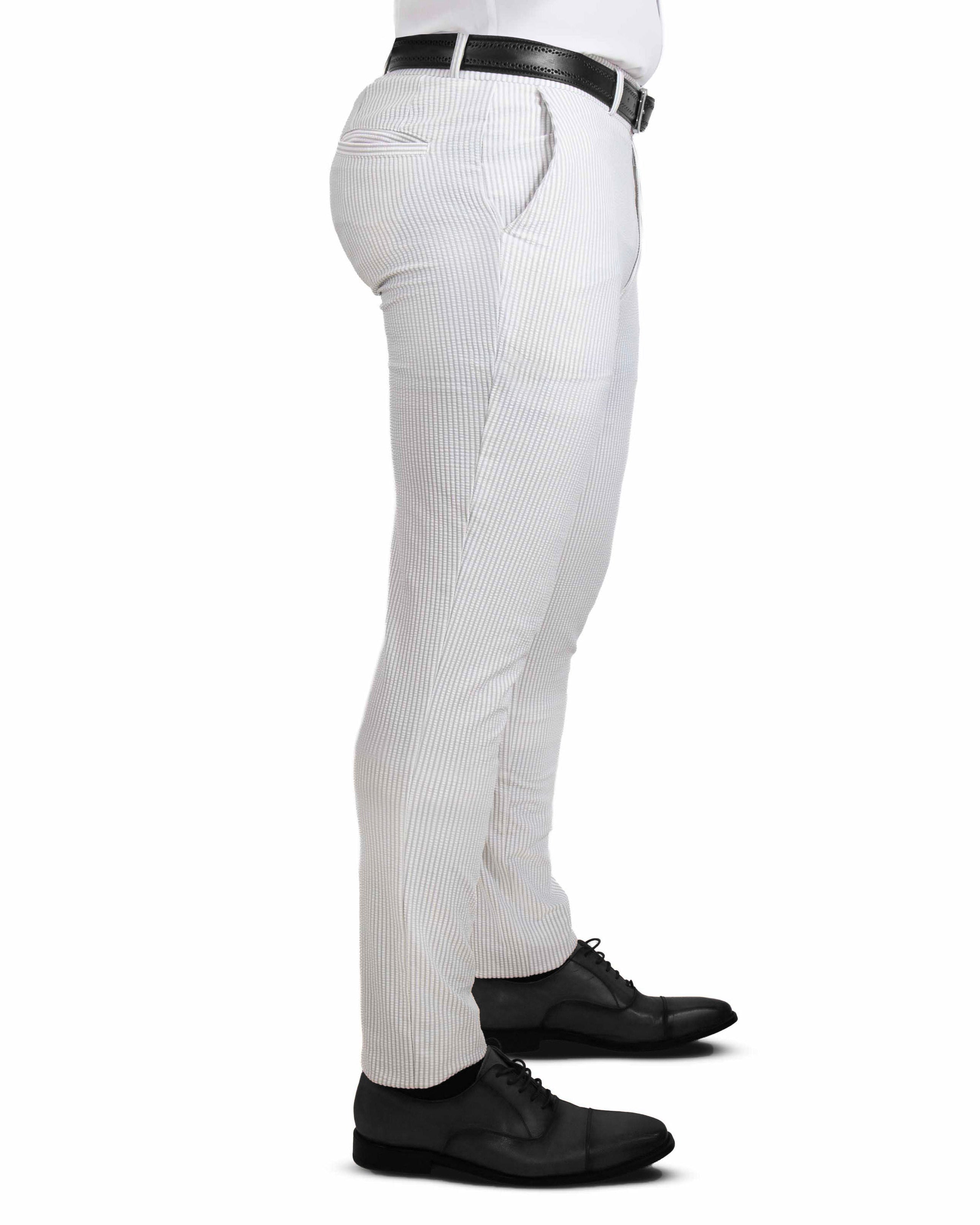 Athletic Fit Stretch Pants - Grey Seersucker