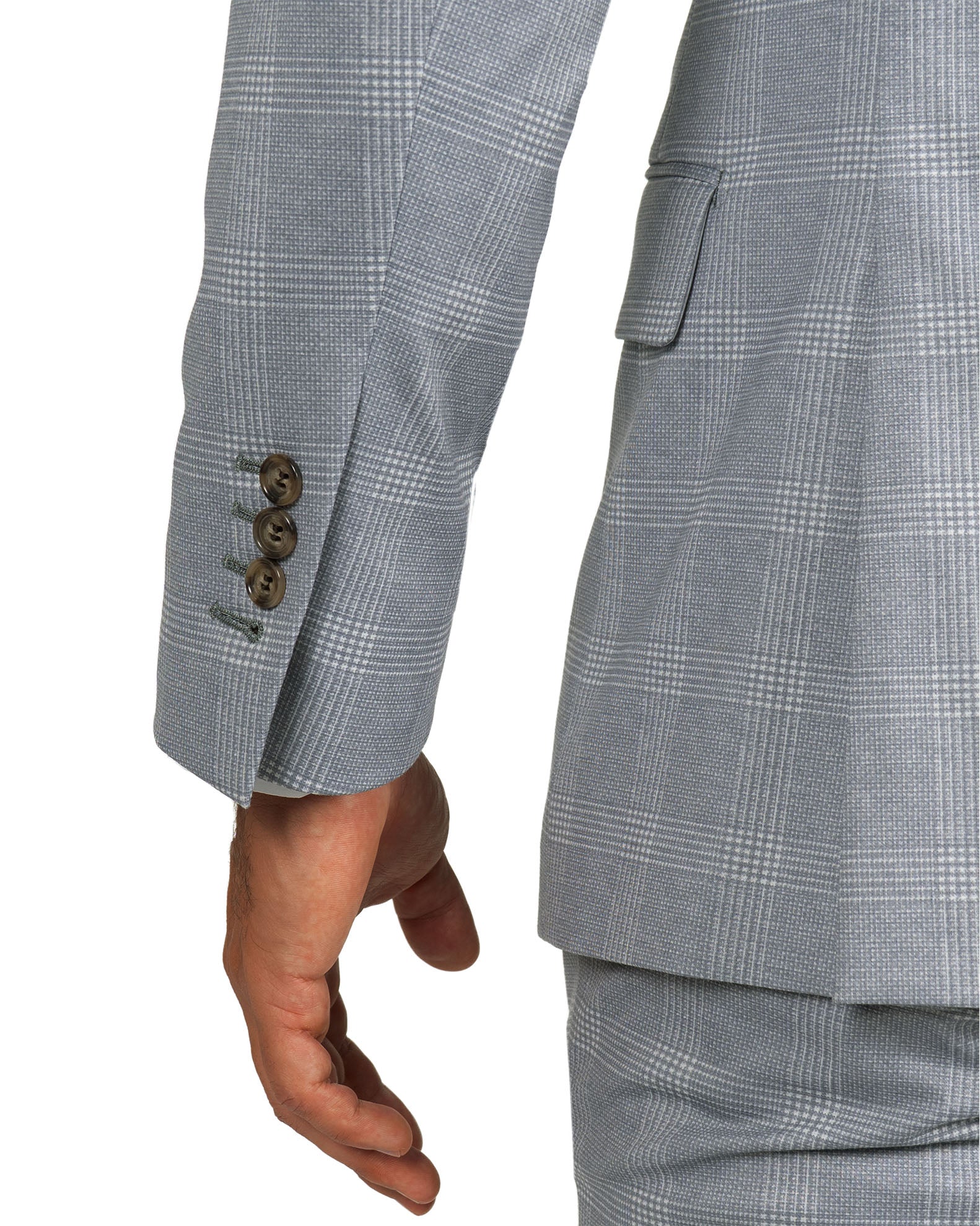 Athletic Fit Stretch Blazer - Ash Grey with White Plaid