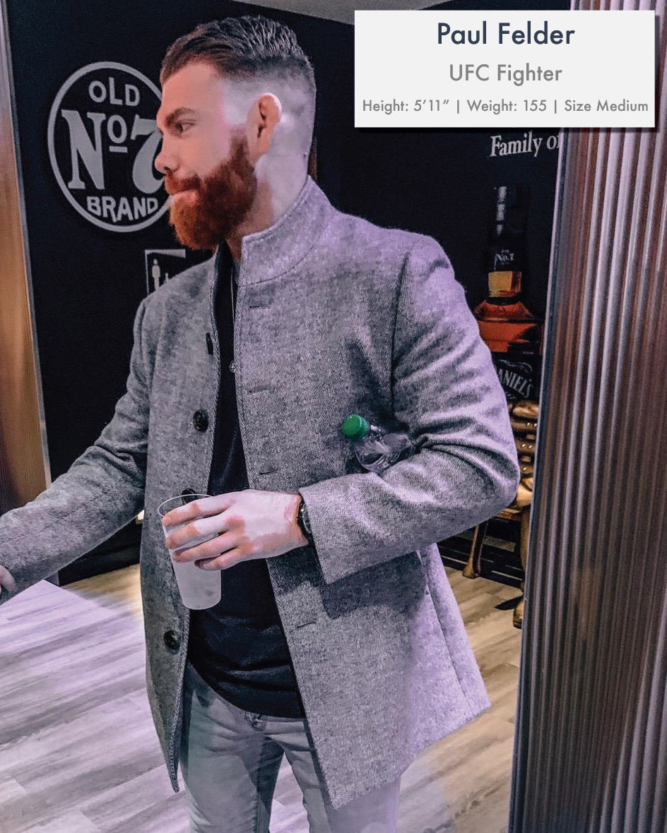 Open Button Overcoat - Grey Herringbone