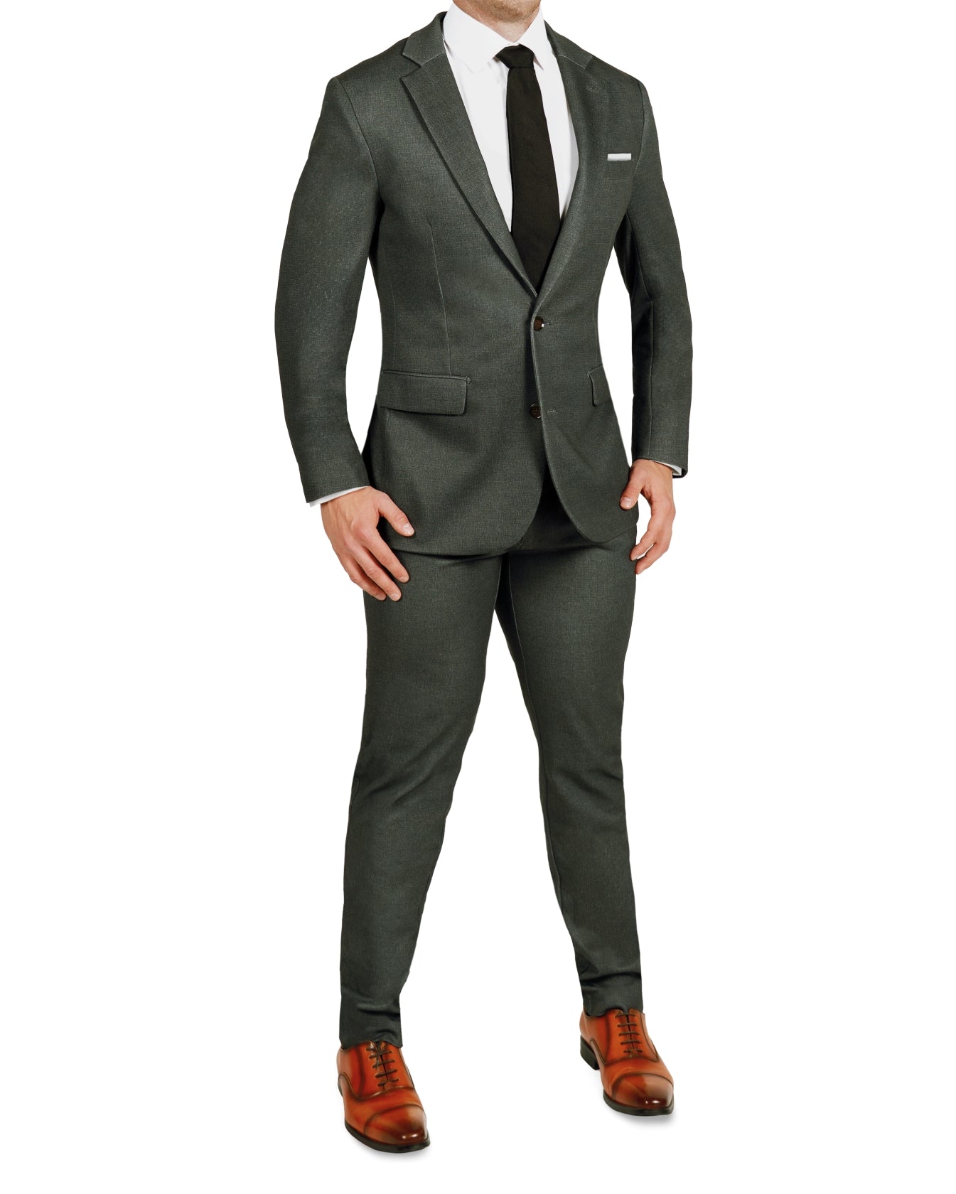 Athletic Fit Stretch Suit - Deep Olive