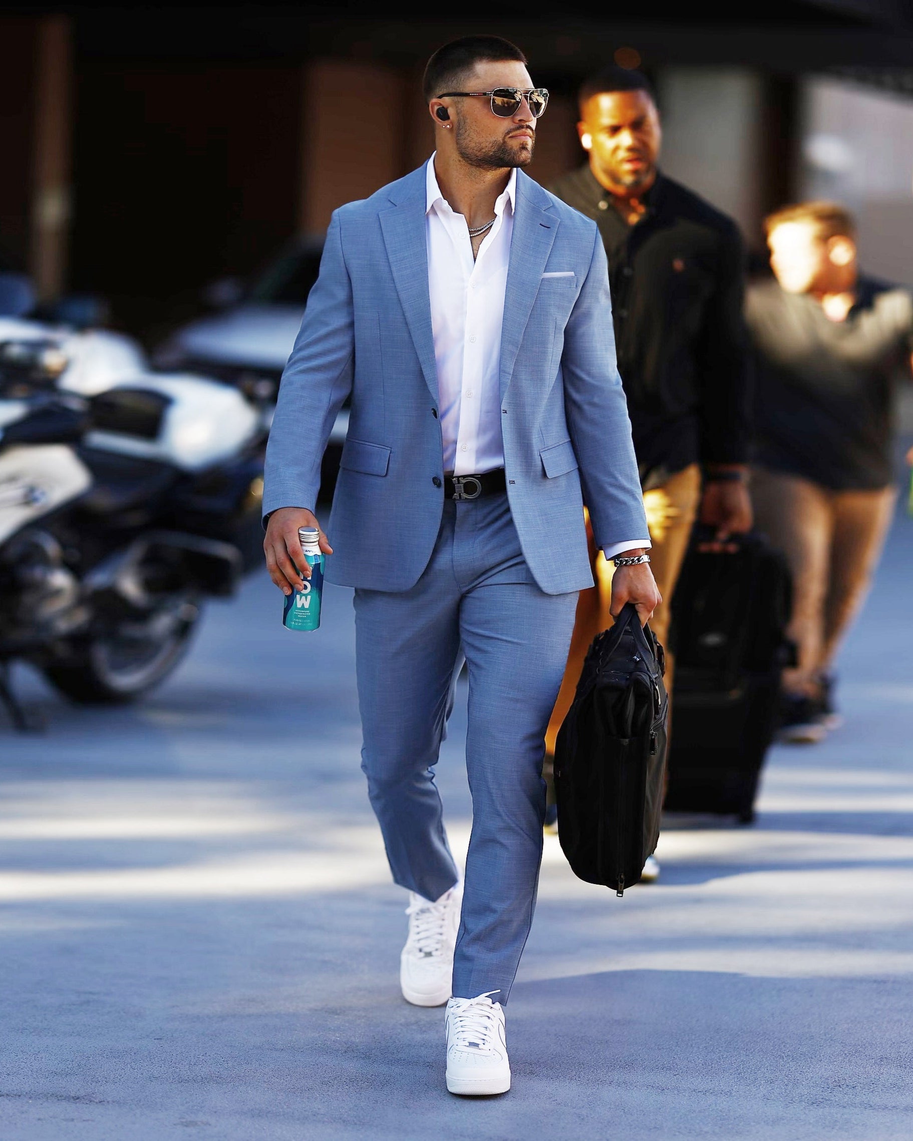 Athletic Fit Stretch Blazer - Heathered Light Blue
