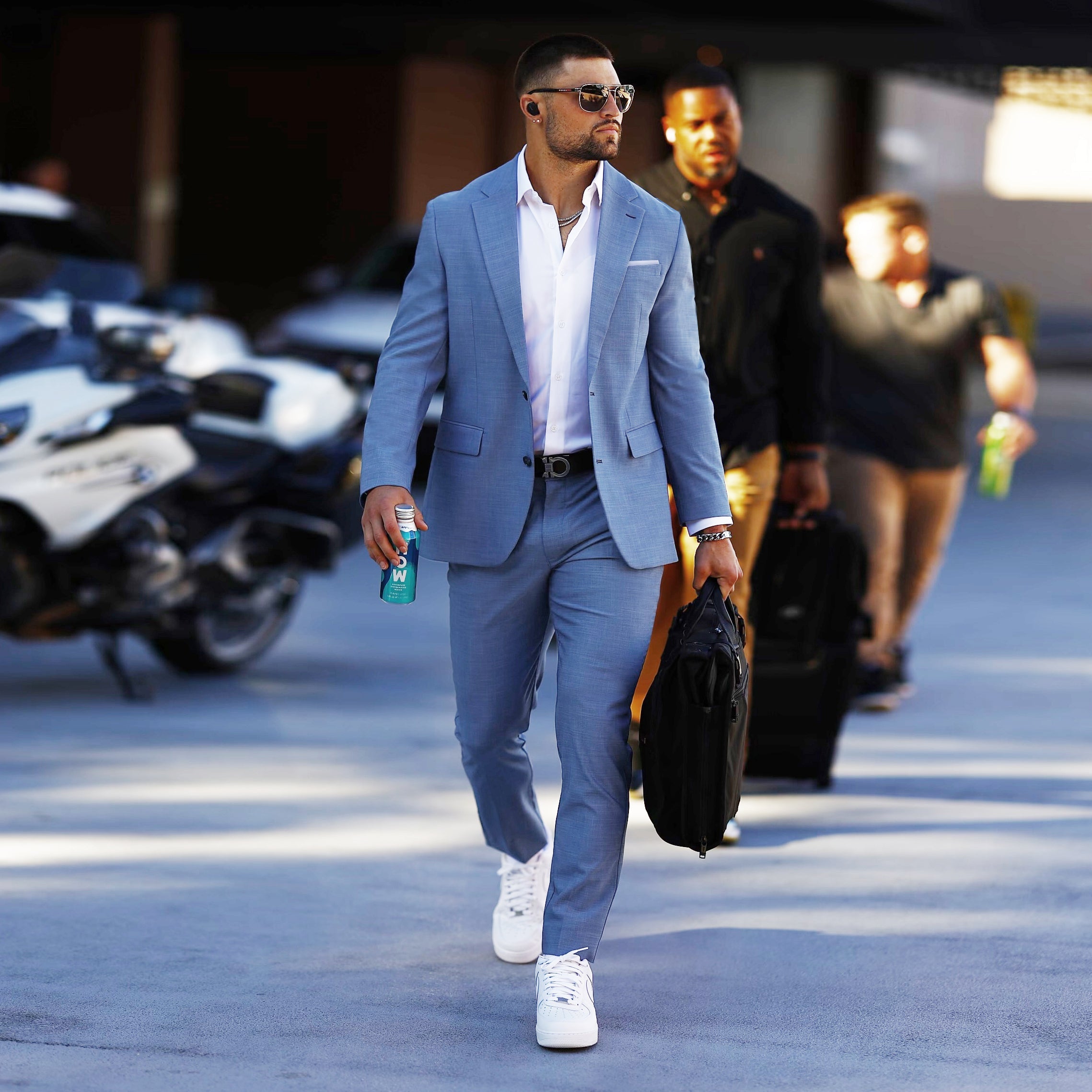 Athletic Fit Stretch Blazer - Heathered Light Blue