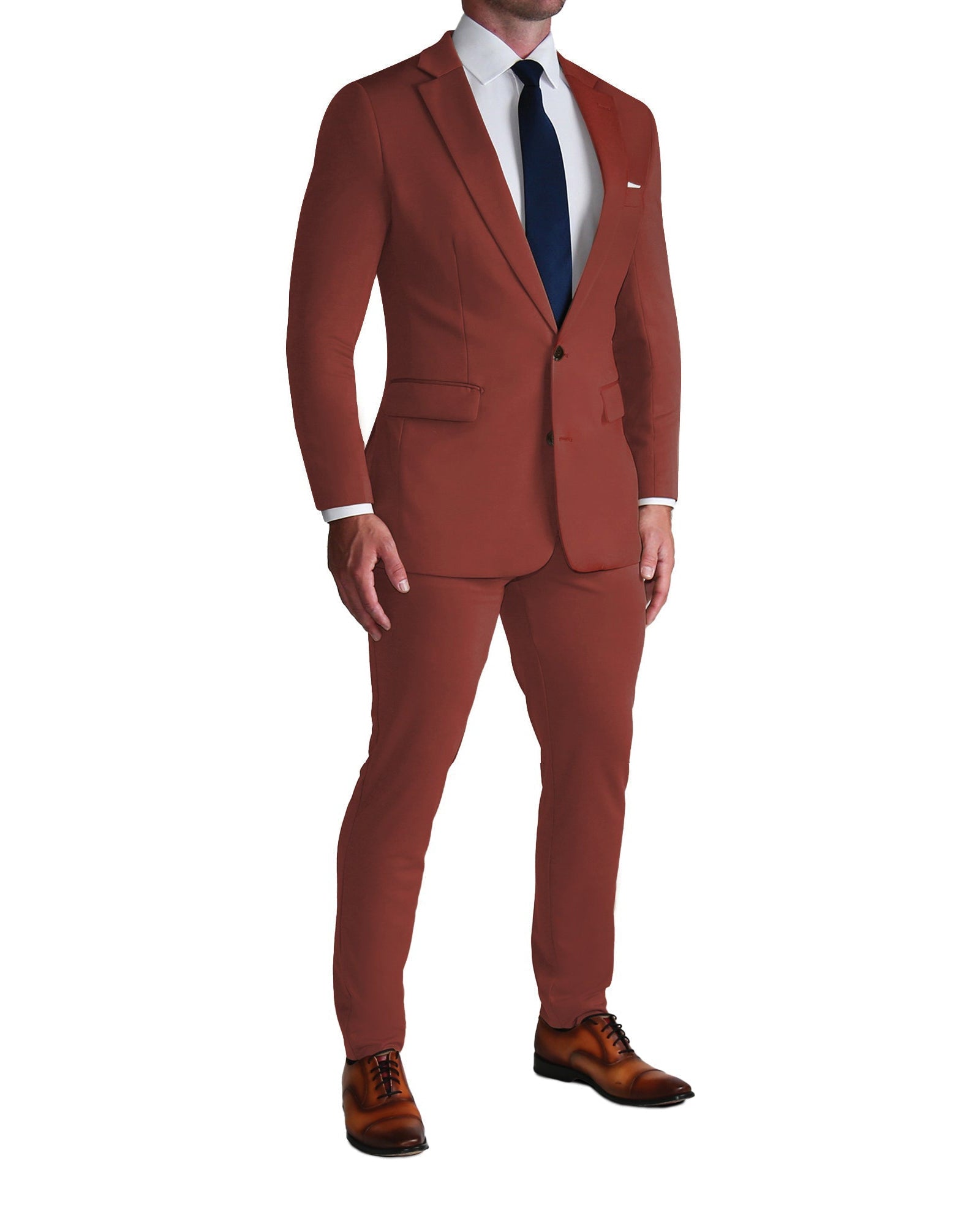 Athletic Fit Stretch Suit - Solid Brick