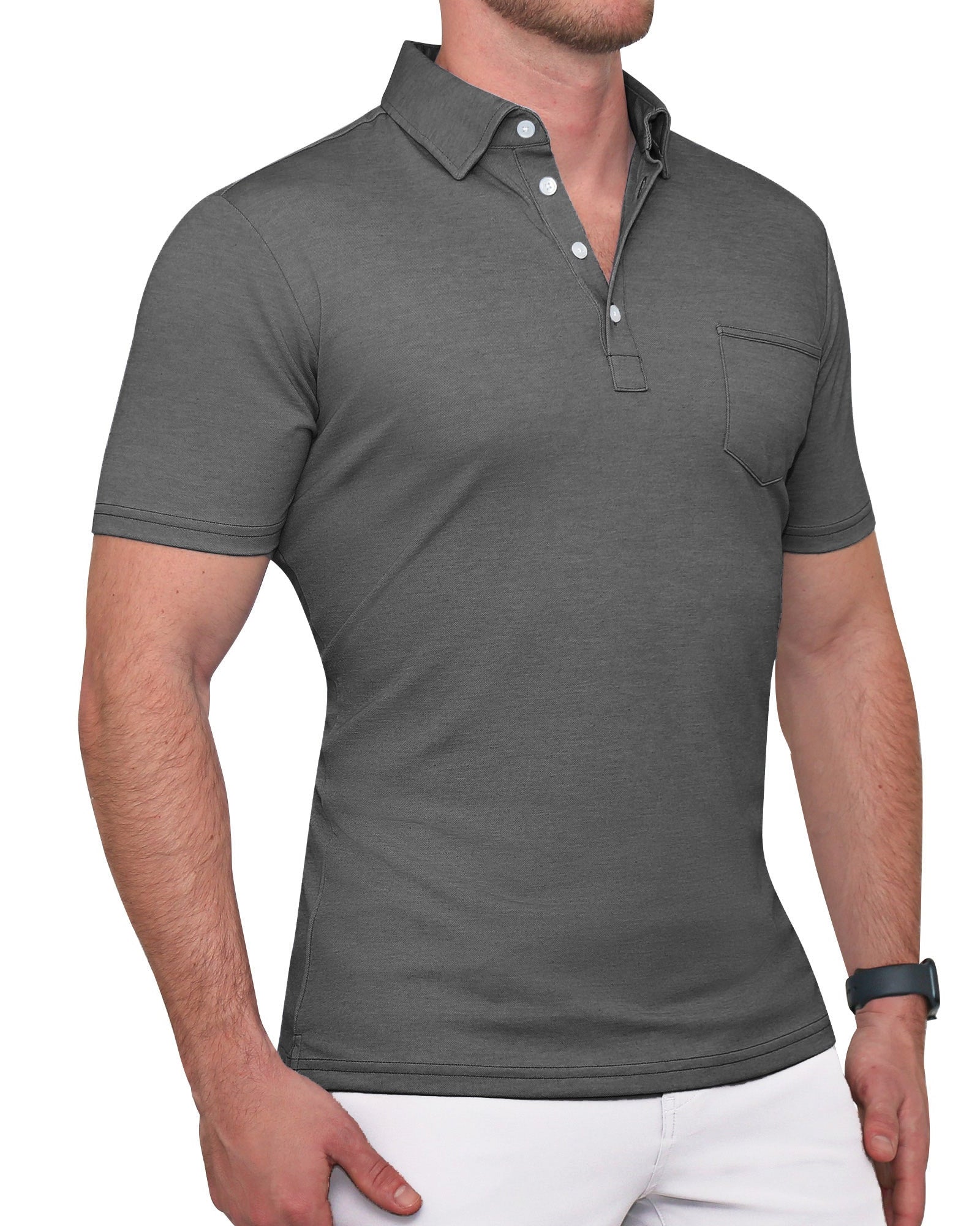 "The Conrad" Charcoal Pique Polo
