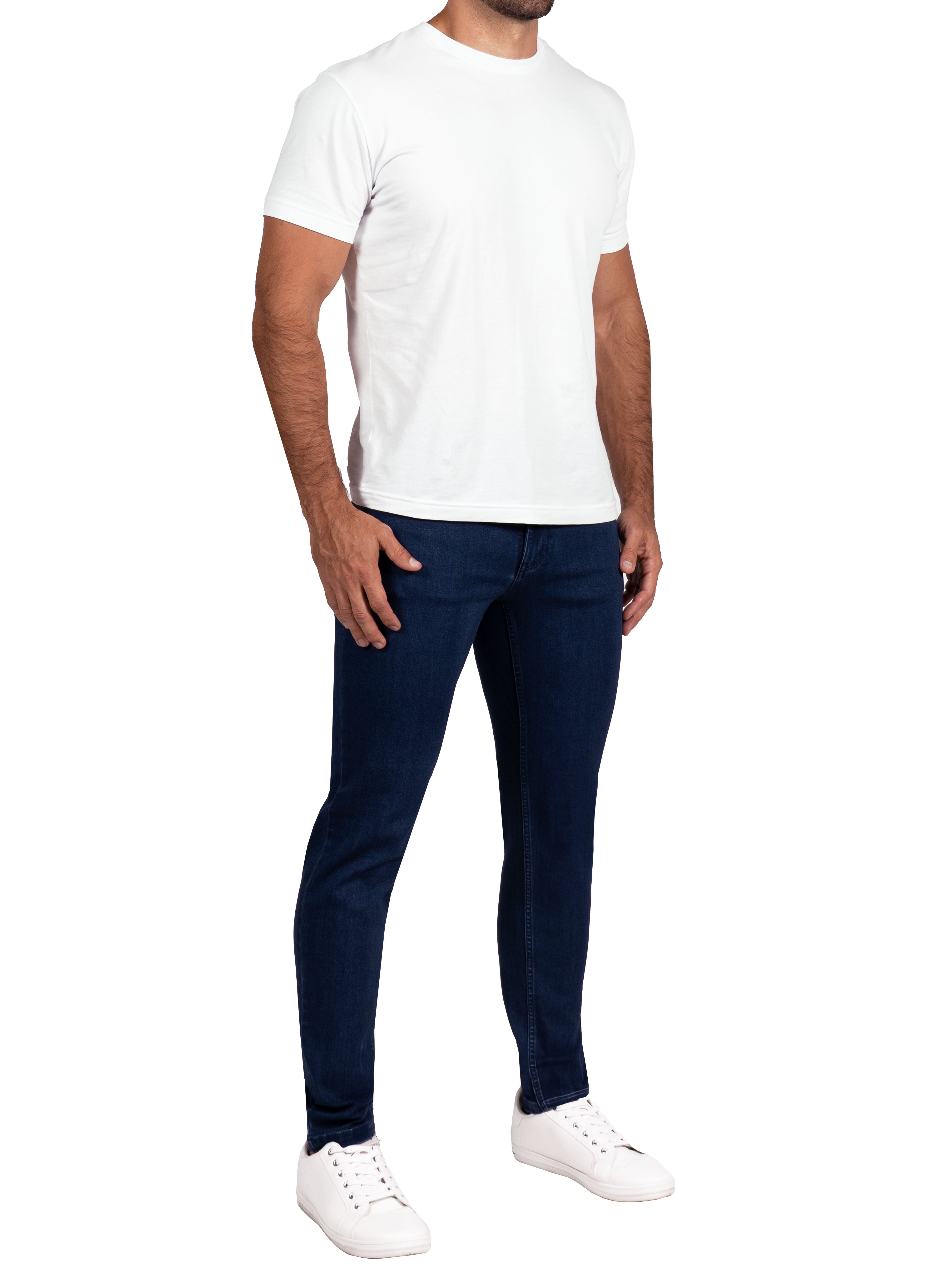 Athletic Fit Stretch Jeans - Mid Blue